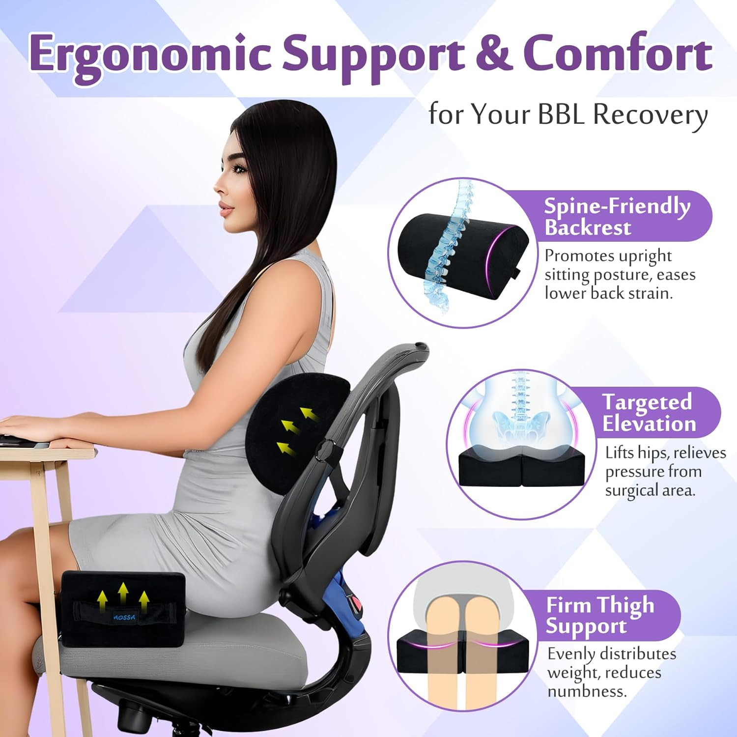 BBL Pillow after Surgery for Butt, Brazilian Butt Lift Booty Back Support Cushio