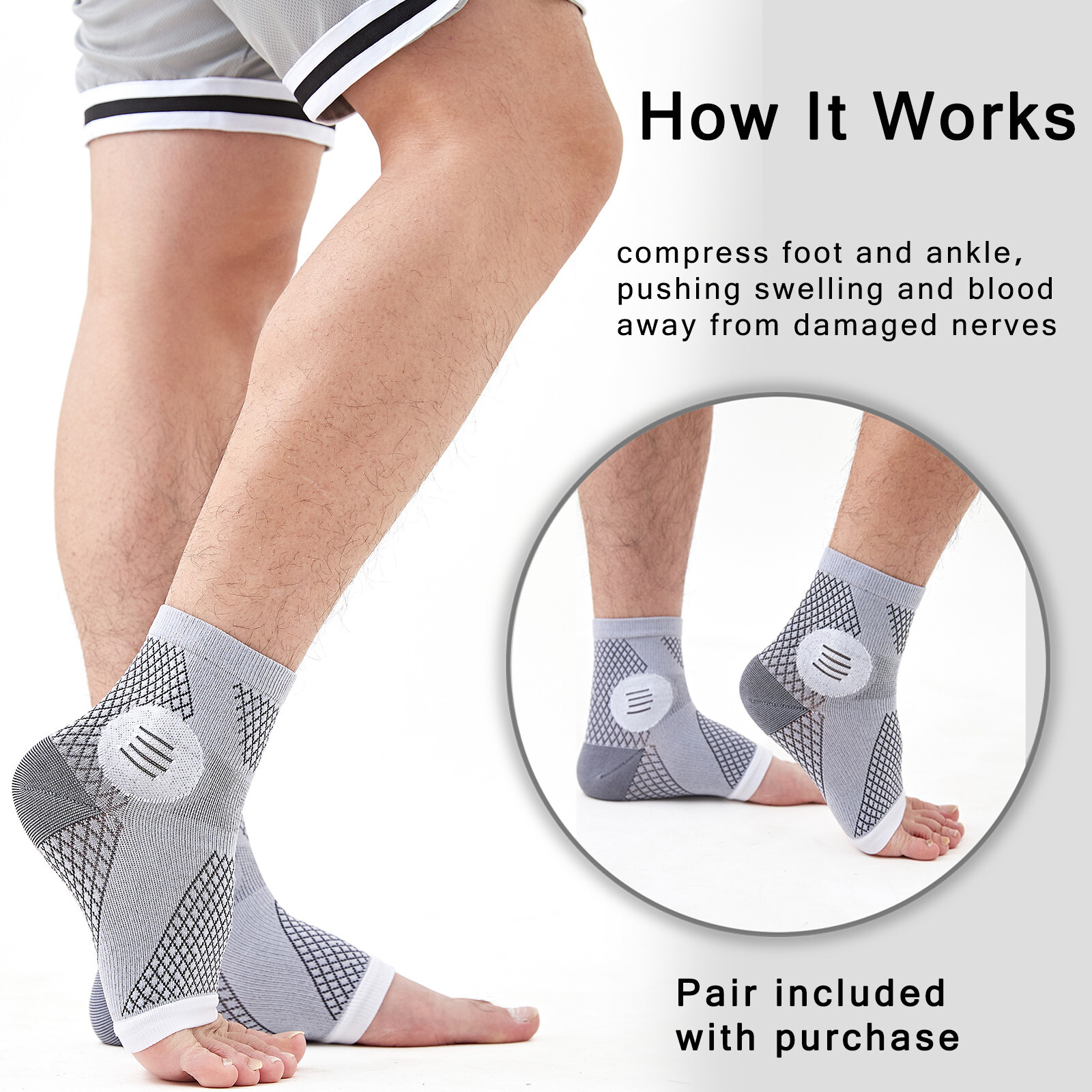 Neuropathy Socks NanoSocks Compression Toeless Support
