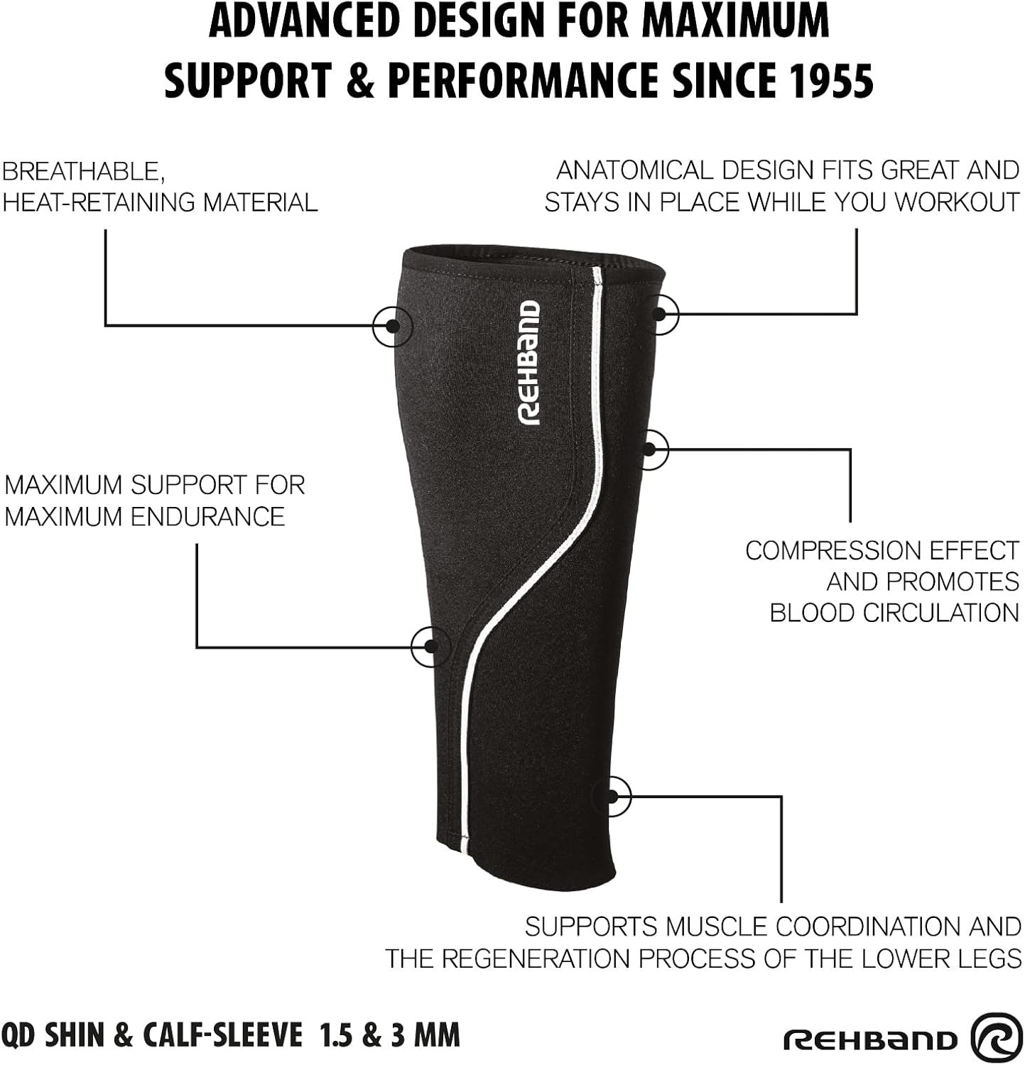 Neoprene Calf Bandage, 1 Piece, Shin Support, Compression Sleeve for Running & E
