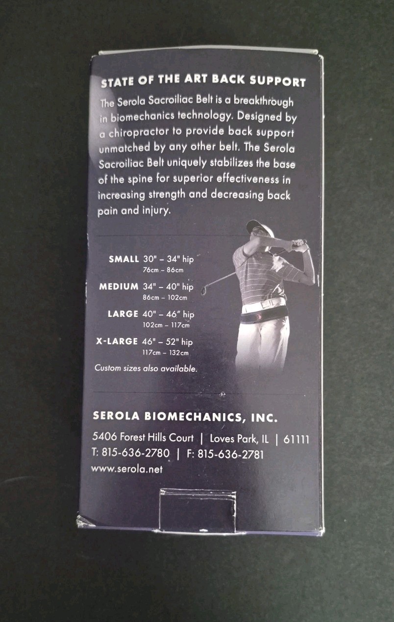 The Serola Belt Large 40” to 46” Hip, Sacroiliac Lower Back Pain Relief Support