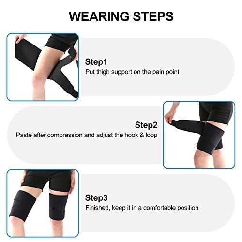 Thigh Wraps Support, Adjustable Compression Neoprene Thigh Sleeve M Black
