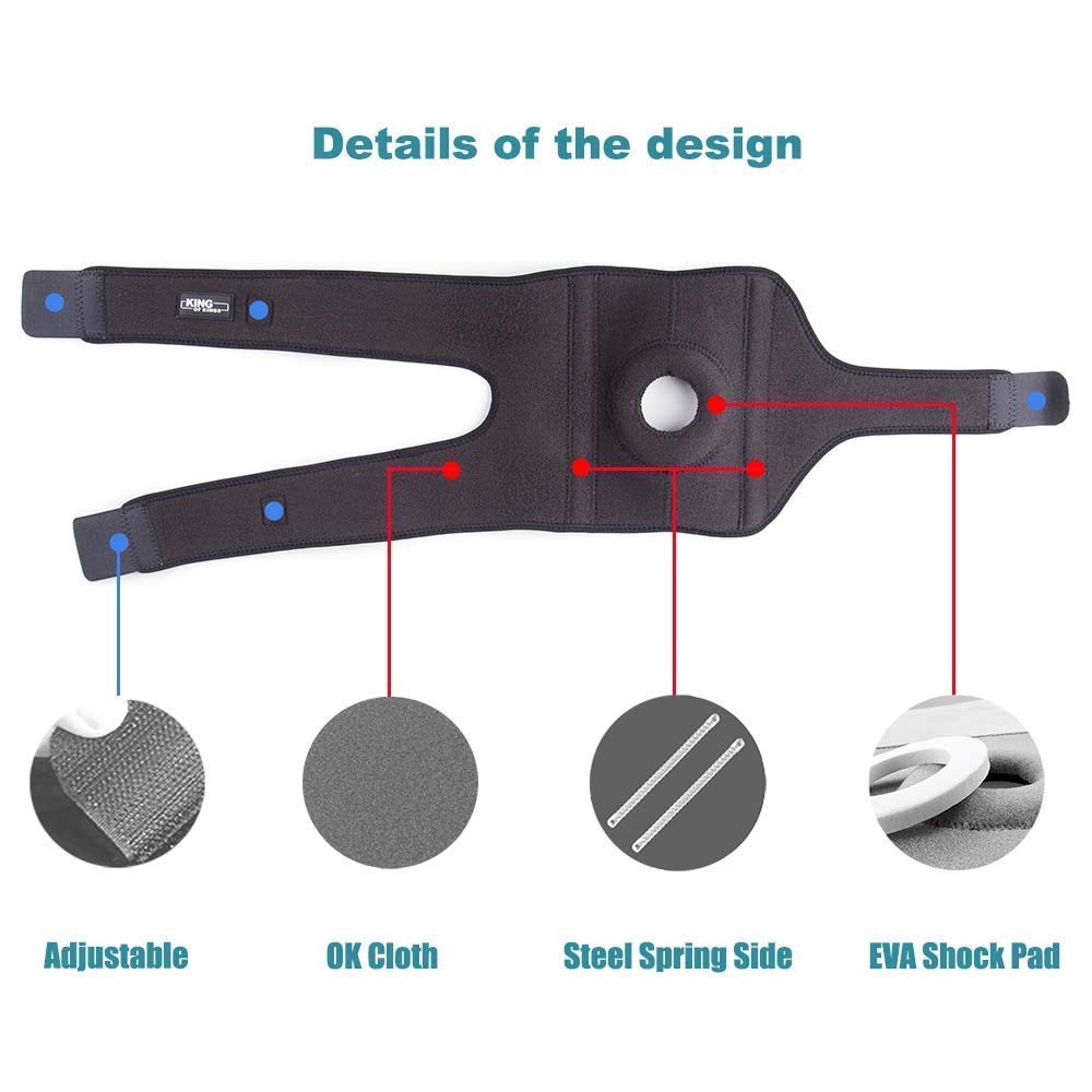 Patella Knee Brace Grey Adjustable Neoprene Sleeve Arthritis Support Stabilizer