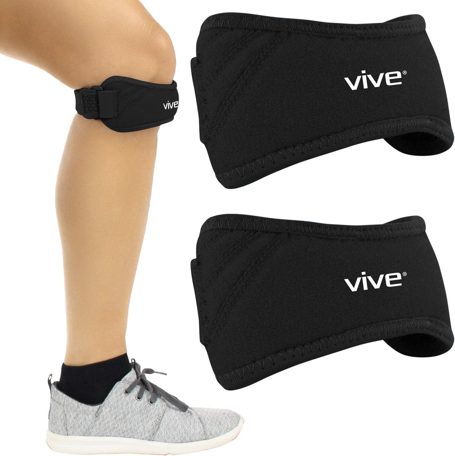 Vive Unisex Patella Stabilizer Knee Strap Brace Support One Size (Black) Osgood