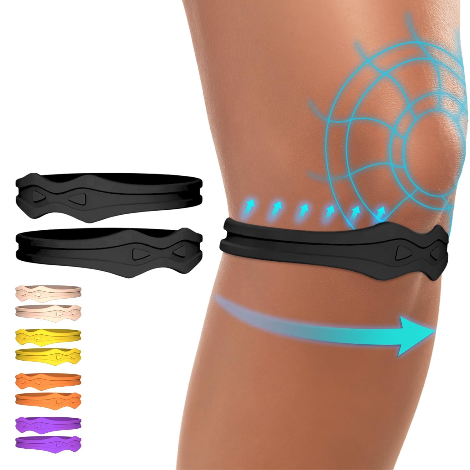 Fit Geno Knee Strap Patella Support: Band for Patellar One Size, Black