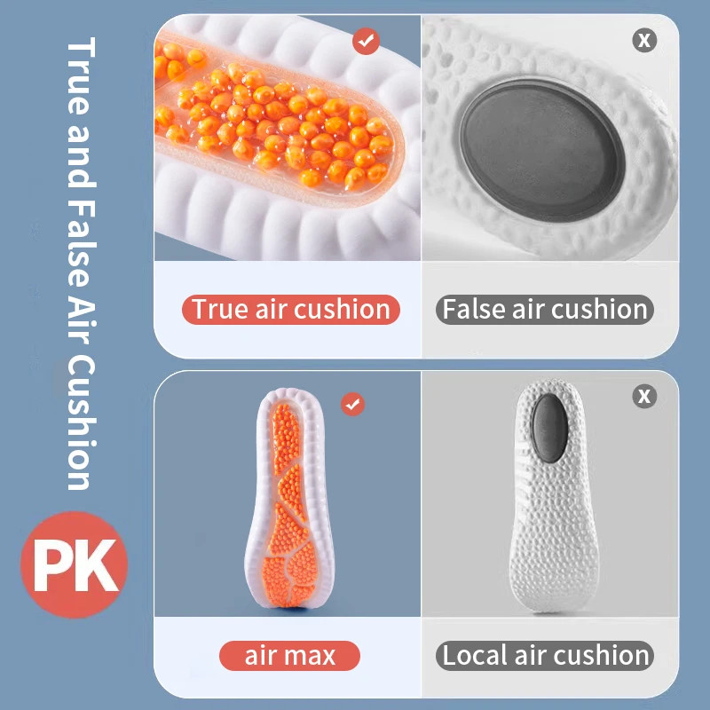 New Sport Insoles For Shoes High Elasticity Triple Shock Absorbing Sole Pad PU M