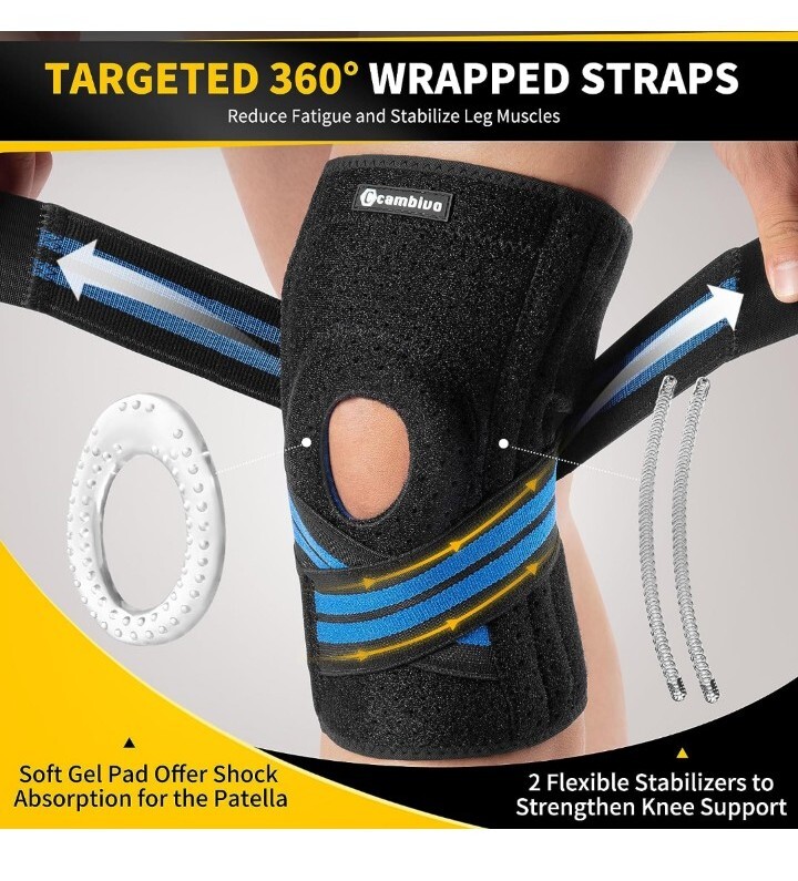 Anti-chafing Knee Brace for Knee Pain with Side Stabilizers for Women and men, A