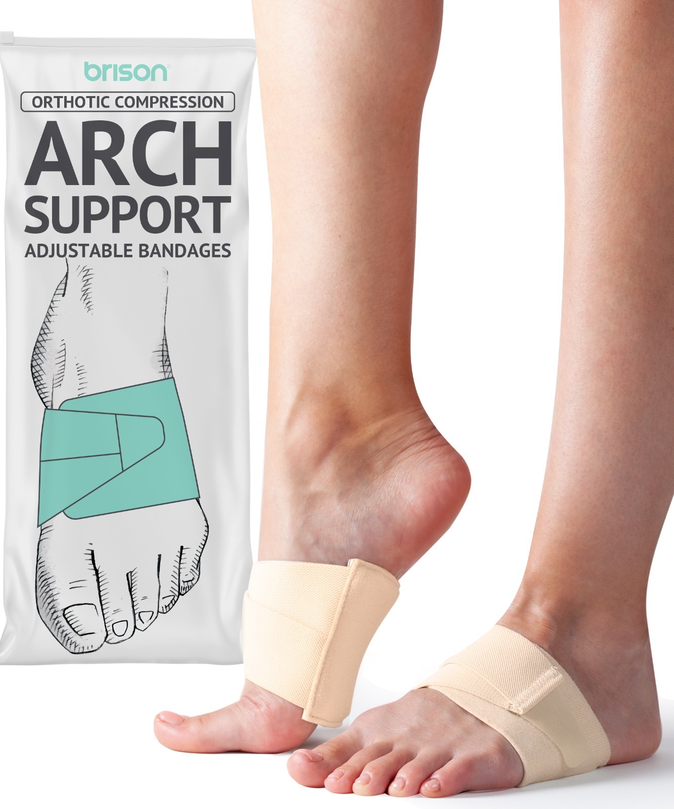 Arch Support Brace Orthotics Bands – Adjustable Feet Compression 1 pair