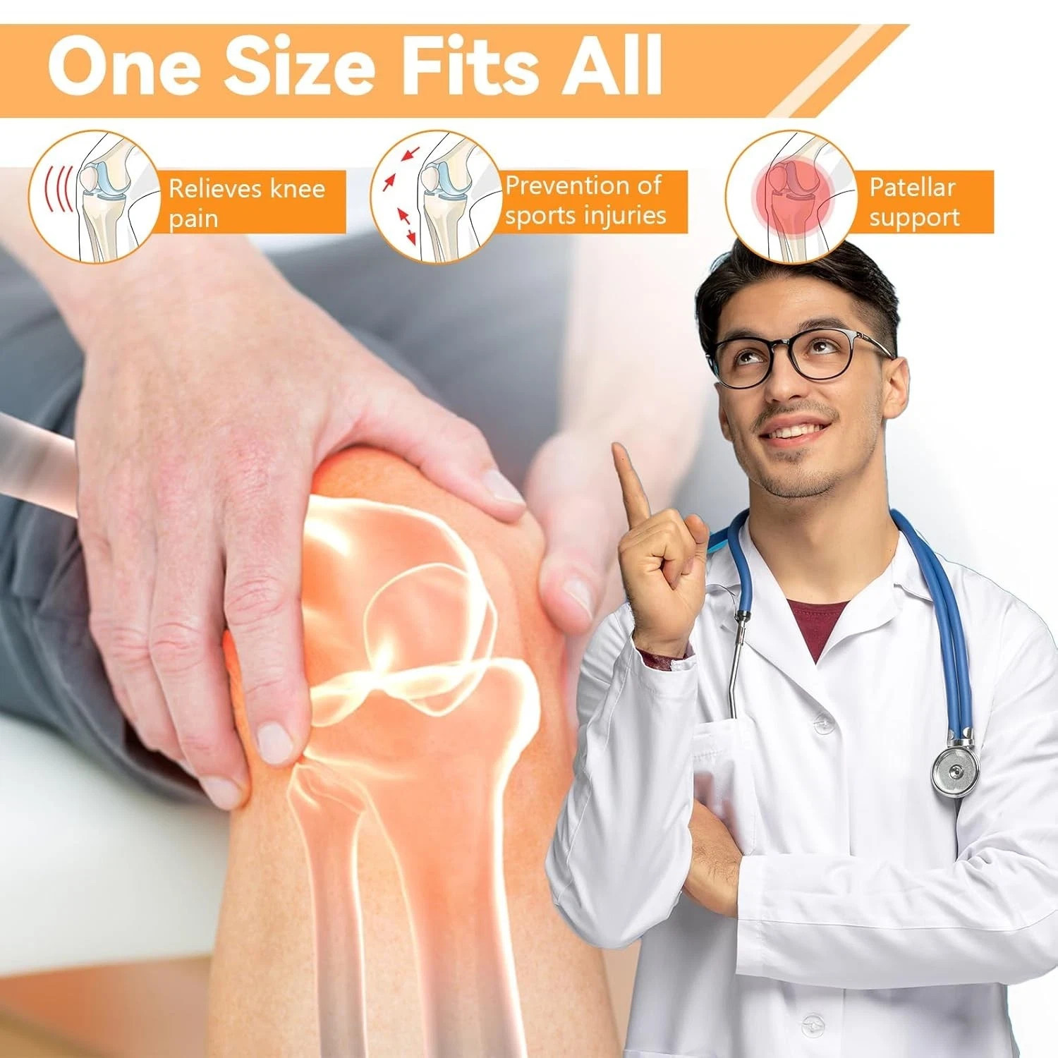 4Pcs Knee Strap Patella Tendon Support, Silicone Fine Patella Bands for Knee Pai