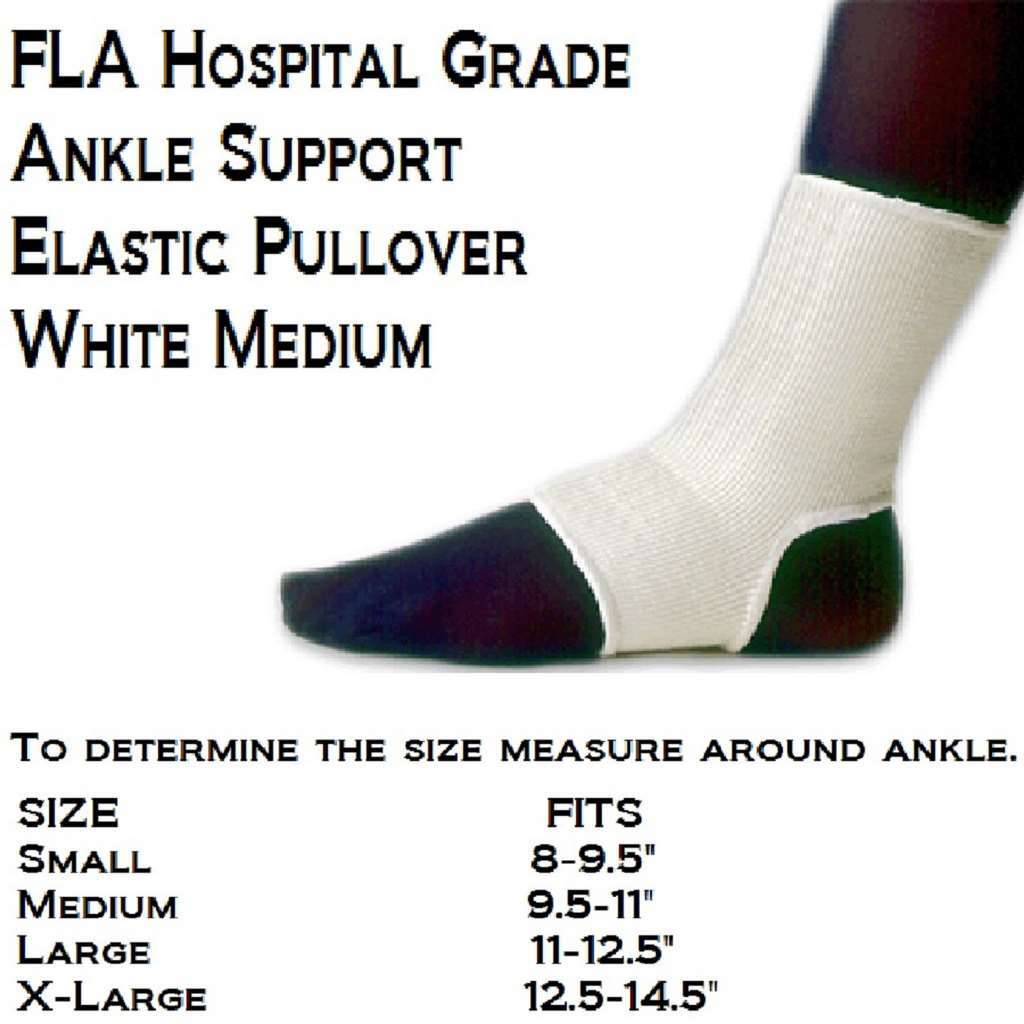 FLA Medium Hospital Grade Ankle Support Elastic Pullover White