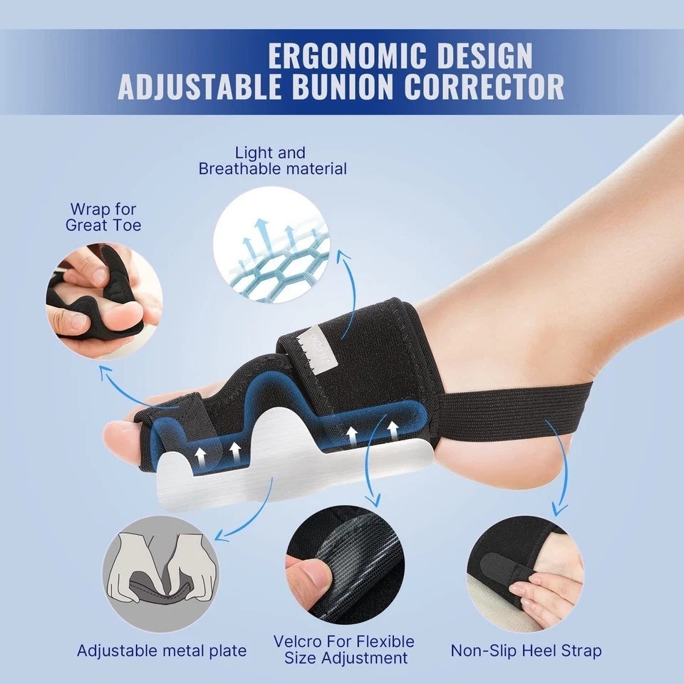 Bunion Corrector Splint Adjustable Big Toe Straightener Brace Hallux Valgus Pain