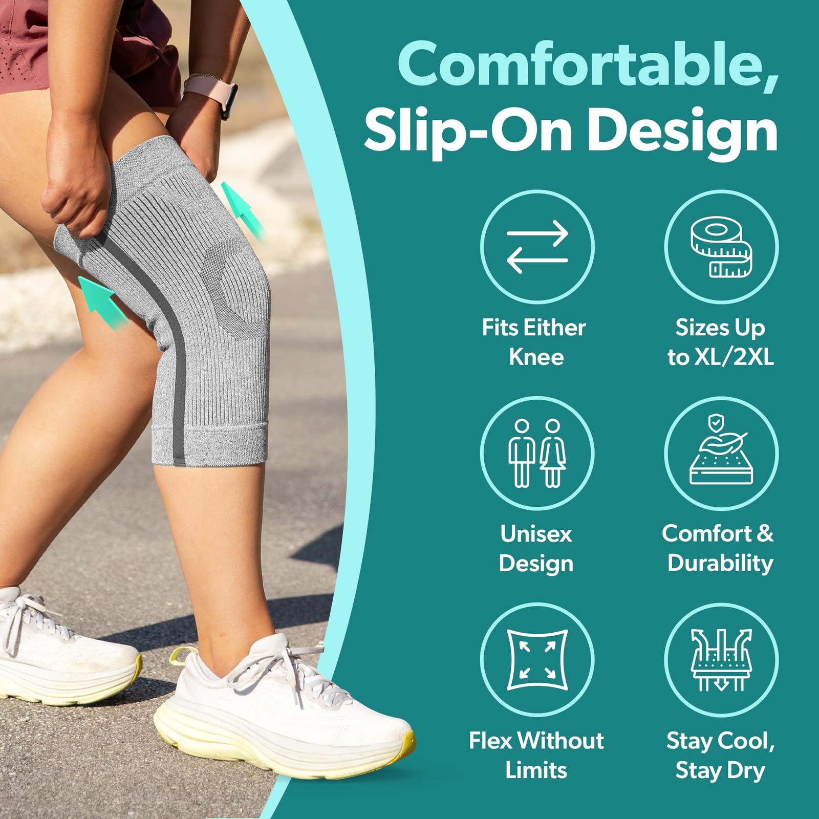 Knee Compression Sleeve – Knit Knee Pain Brace for Men or Women, Arthritis Re…