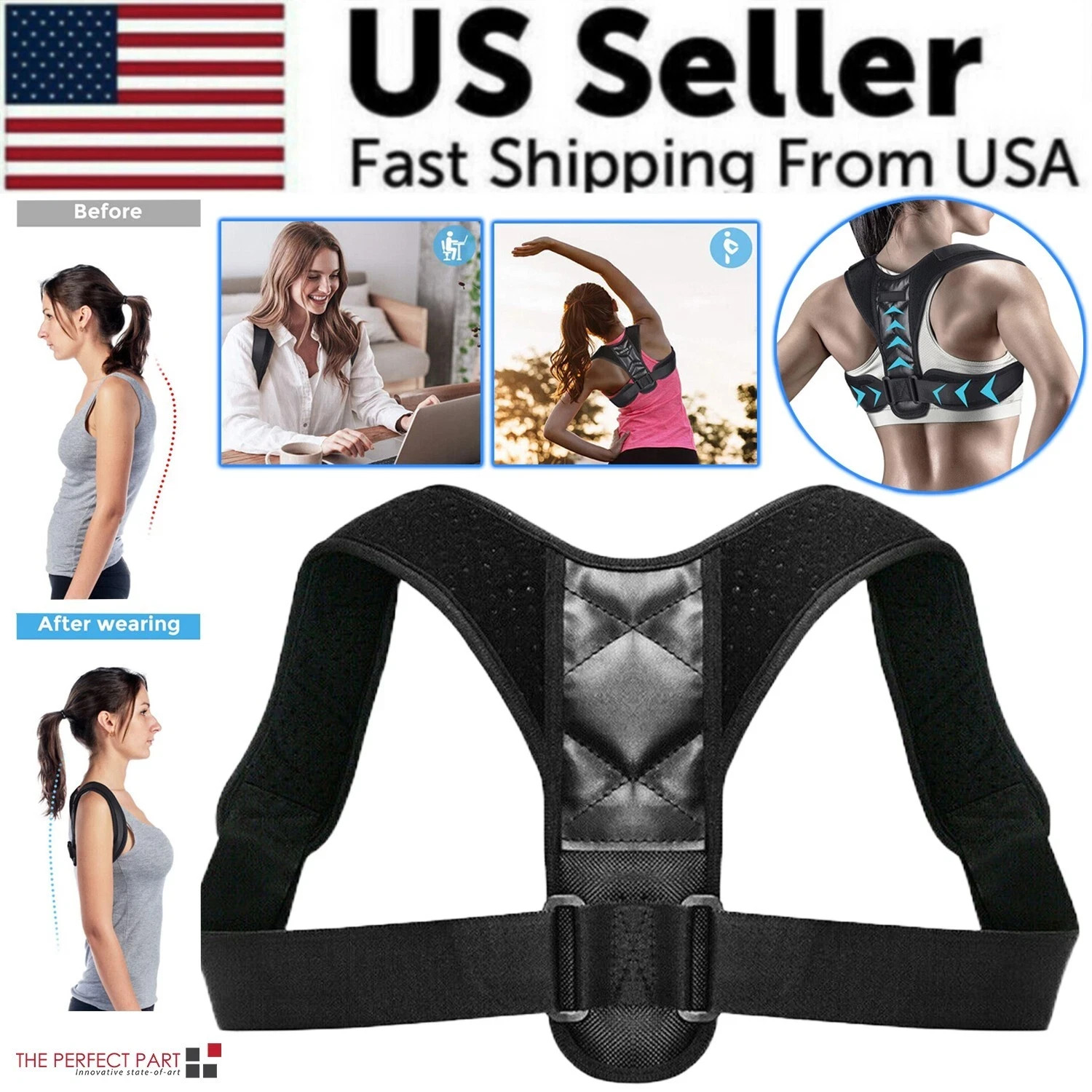 Posture Corrector Back Brace Adjustable Shoulder Support Belt For Men Women