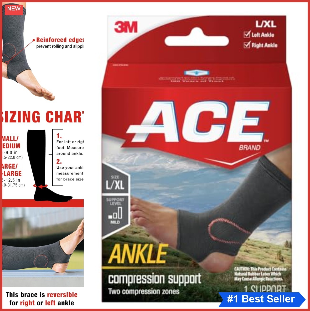 Ankle Support Brace Elastic Neoprene Heat Retention Full Range of Motion One