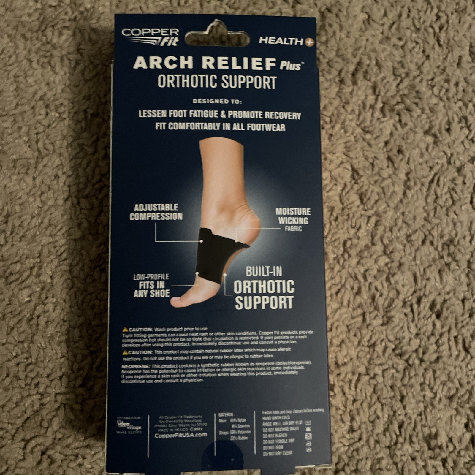 1 Copper Fit Health Unisex Arch Relief Plus Built-In Orthotic Support Black