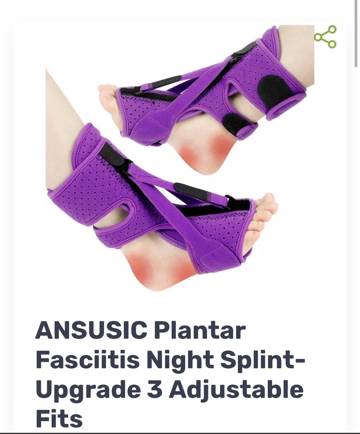 ANSUSIC Plantar Fasciitis Night Splint-Upgrade 3 Adjustable Fits Purple