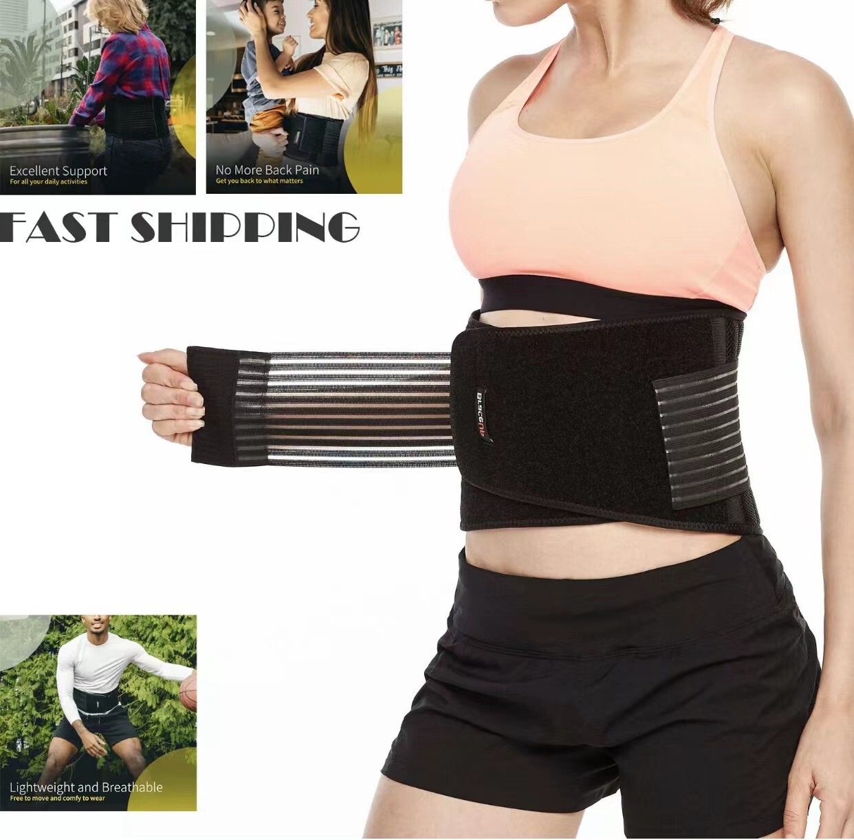 BraceUP Stabilizing Back Support B601 Black S/M XXL SEALED NEW FAST SHIPPING