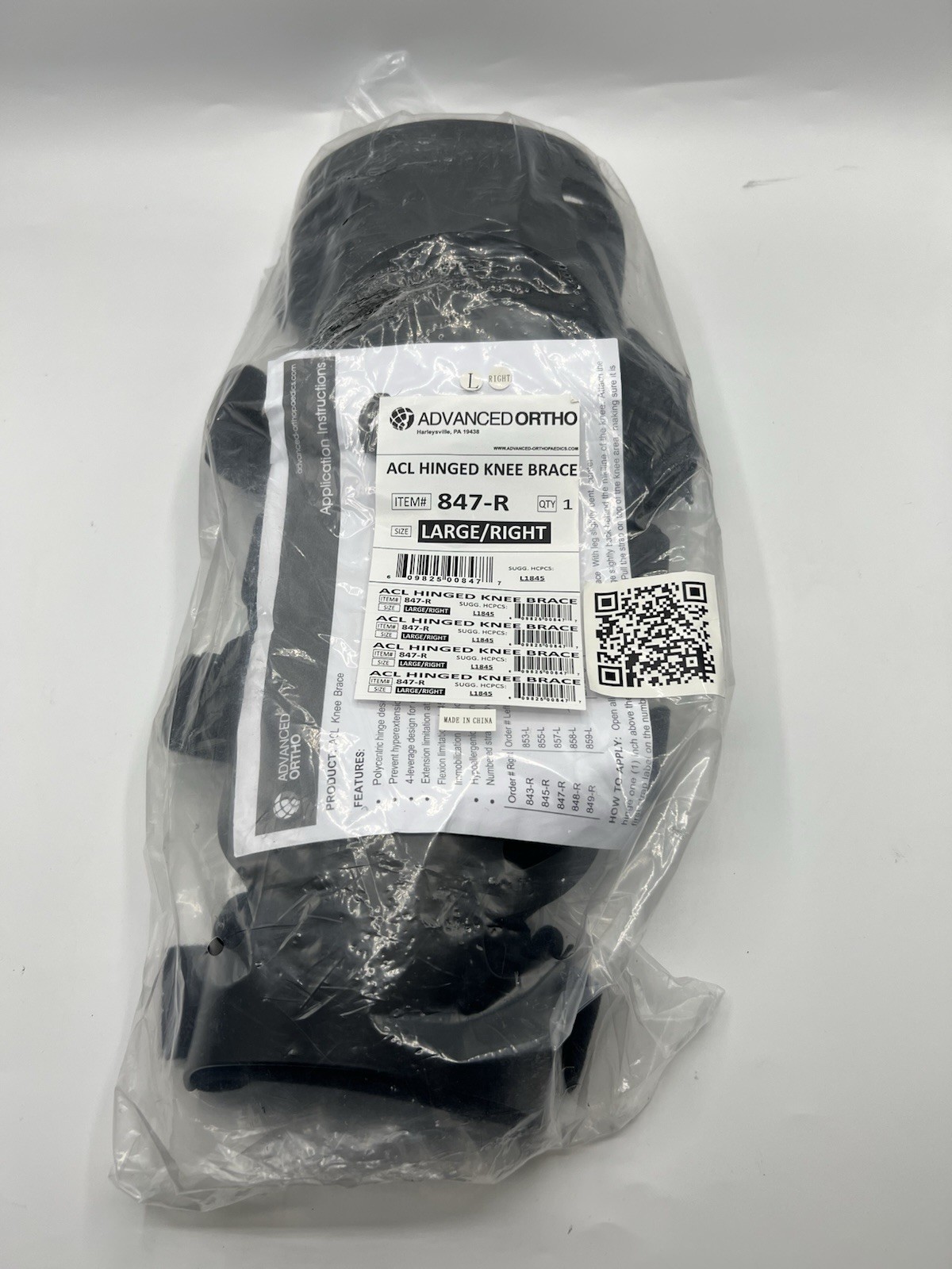 NEW Advanced Ortho Hinged ROM Sports Knee Brace for ACL Large/Right – 857-R
