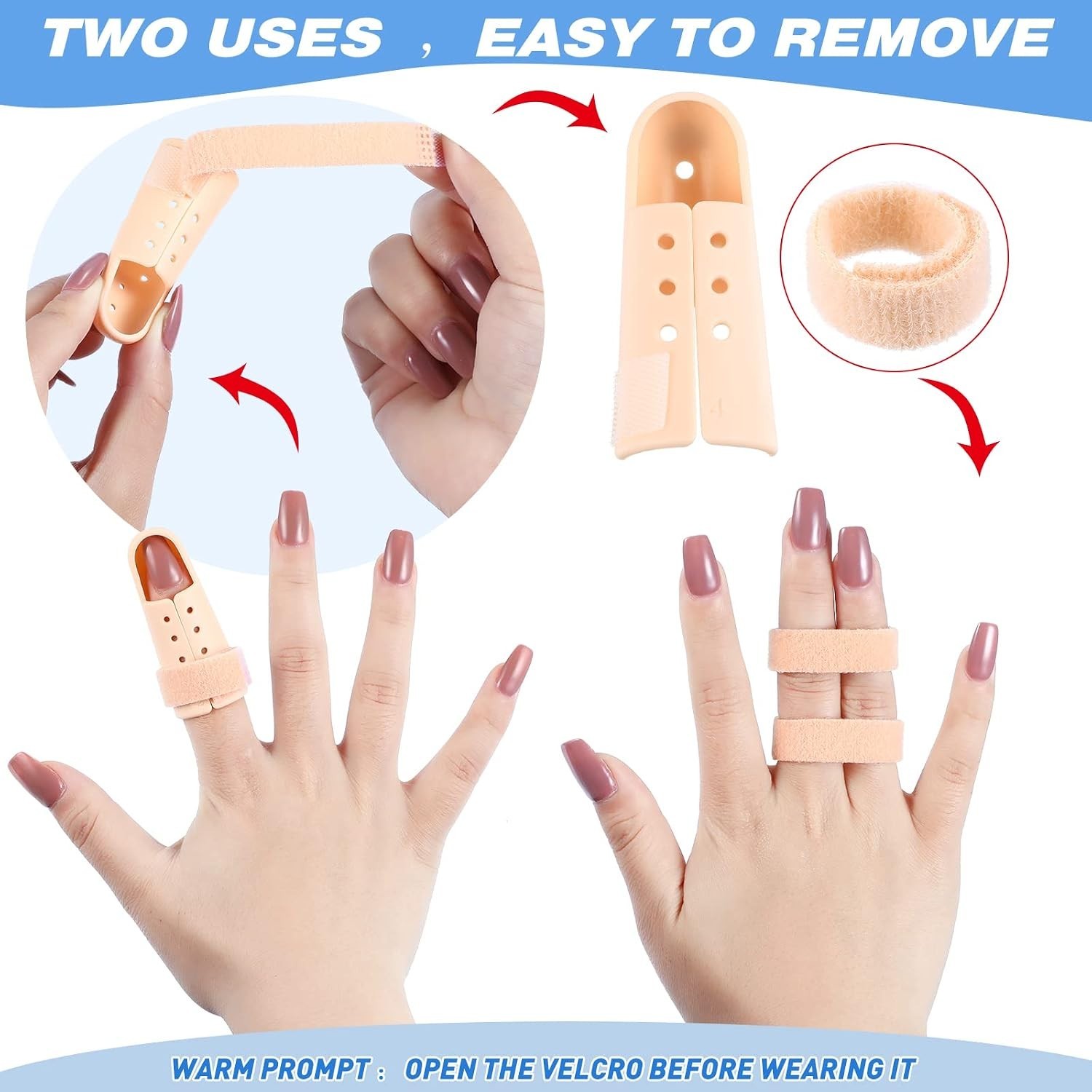 10 Pcs Mallet Finger Splint Thumb Splint, 5 Sizes Finger Support Brace Stabilize