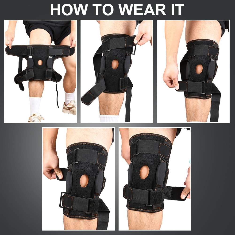 Knee Support Open Patella Hinge Structure Parallel Straps Stabilizers L