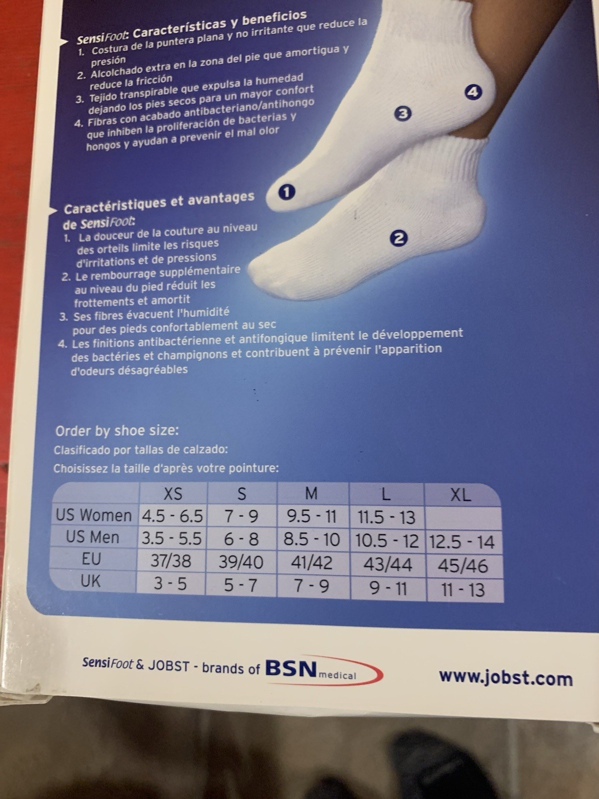 SENSIFOOT DIABETIC SOCK White size SMALL crew 7 9 Woman Men 6 8 Jobst 110836 NEW