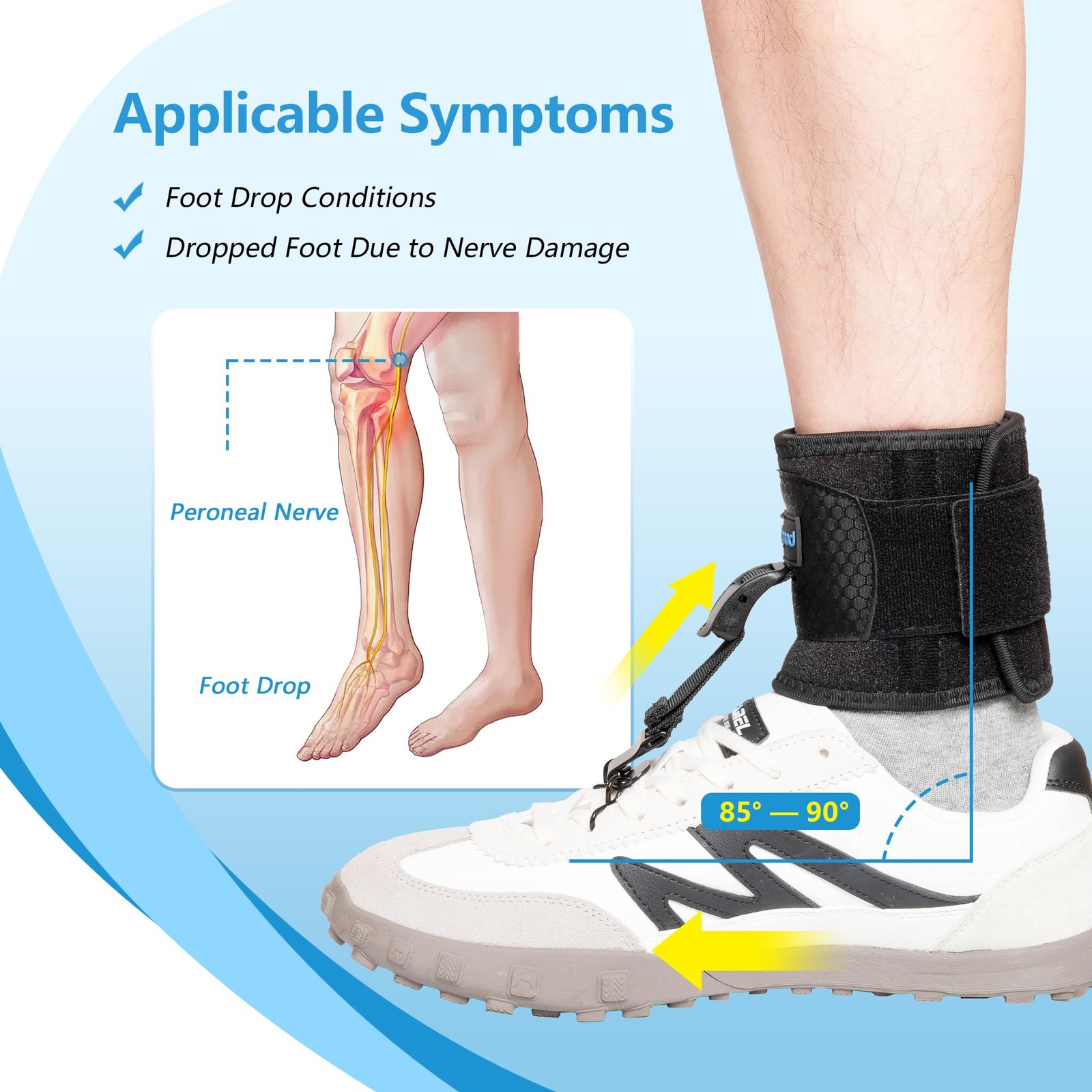 AFO Foot Drop Brace for Walking, Upgraded Zinc Alloy Hook, Includes Eyelet Ho…