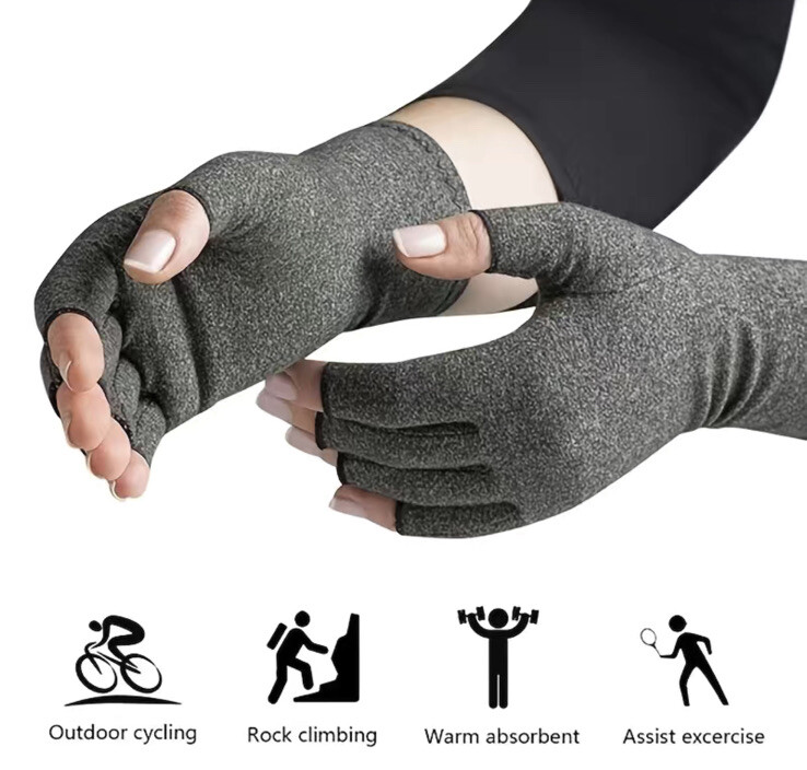 Anti Arthritis Compression Gloves M Fingerless Support Rheumatoid Hand Relief