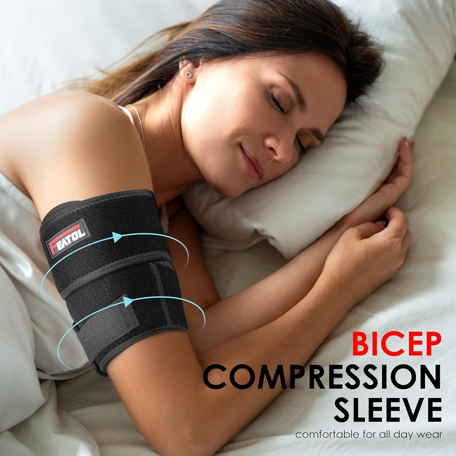 Bicep Tendonitis Brace Upper Arm Support Tricep Compression Sleeve w/Ice Packs