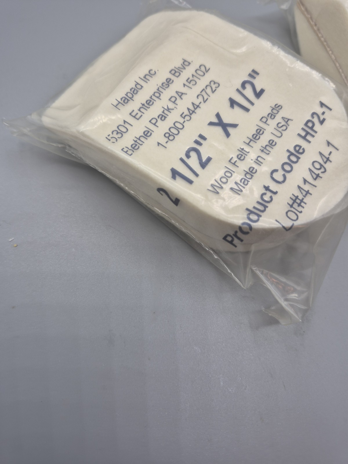 Lot of 2 Hapad® Heel Pads Size 2 1/2 X 1/2 100% Wool Felt Free Shipping