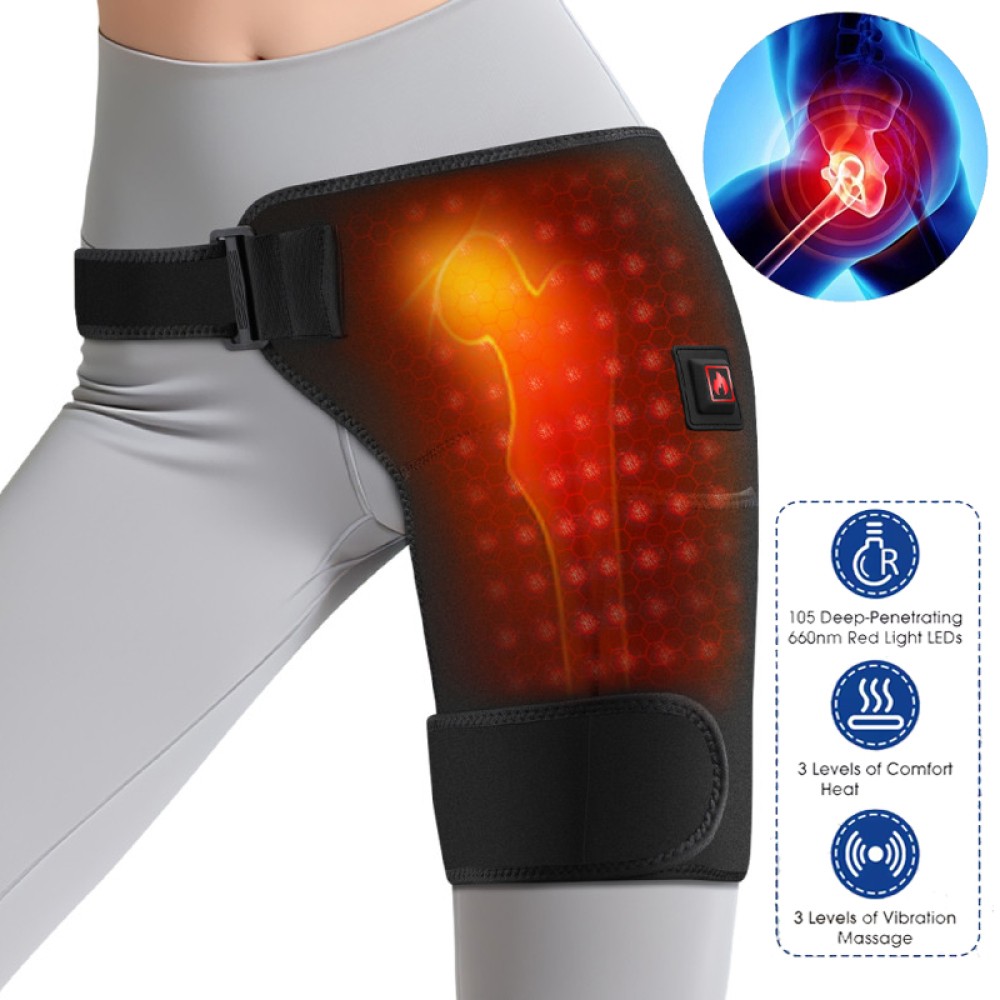 660nm Red Light Heat Therapy Hip Thigh Brace for Women Men Sciatica Pain Relief