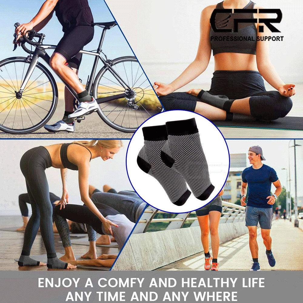 Copper Sleeve Compression Socks Plantar Fasciitis Foot Arch Ankle Support Brace