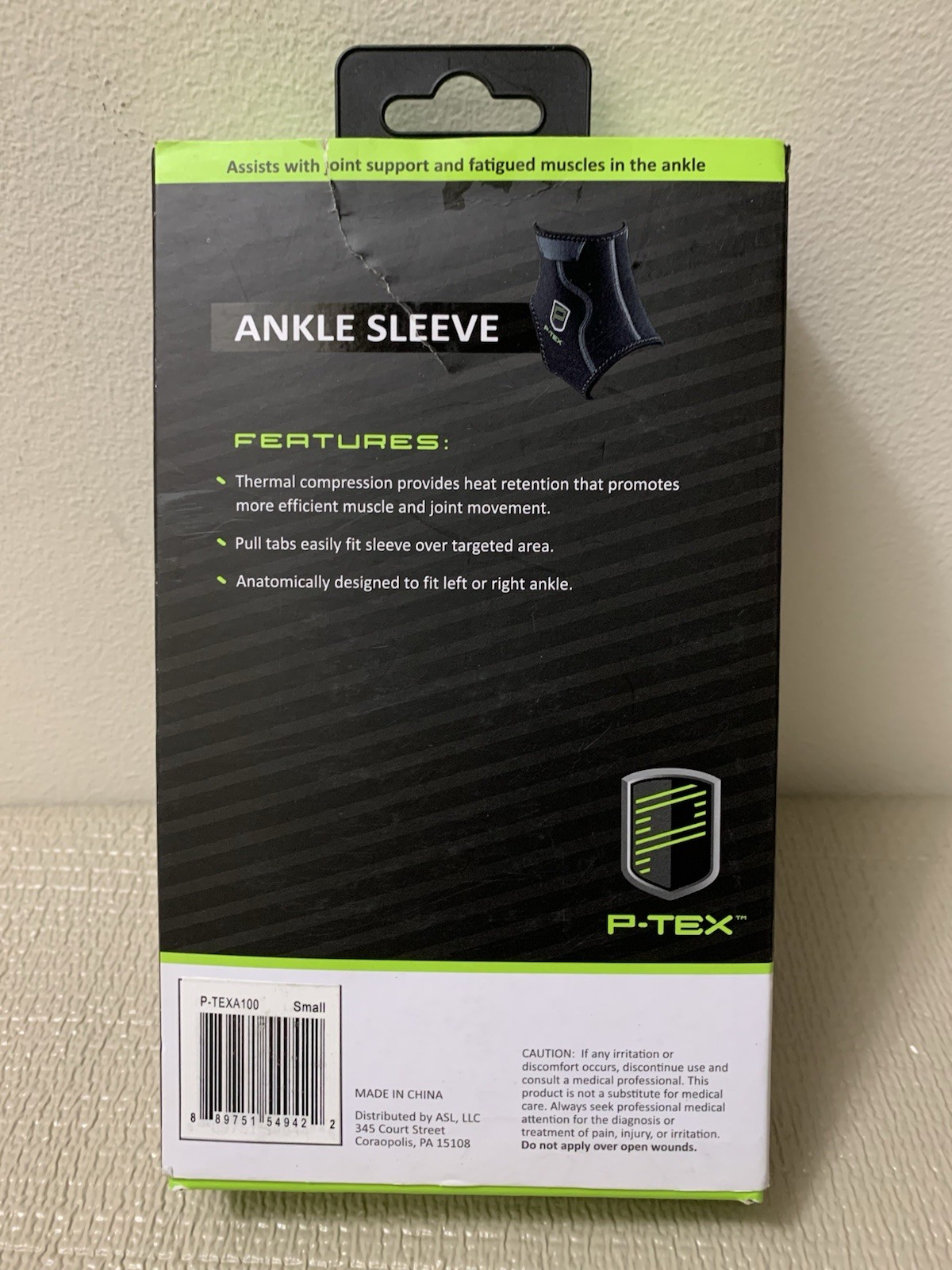P-TEX ** ANKLE SLEEVE ** ” P-TEXA100** BLACK ADULT SMALL **NEW**
