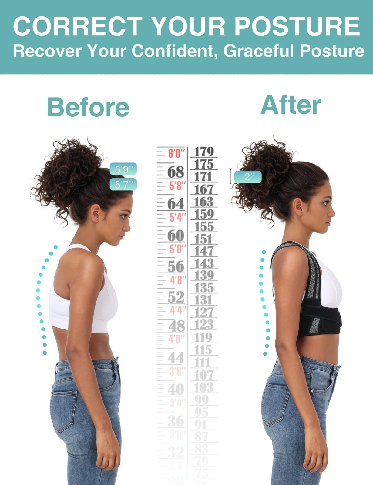 Posture Corrector for Men & Women – Bamboo Fiber Back Straightener for Pain Reli