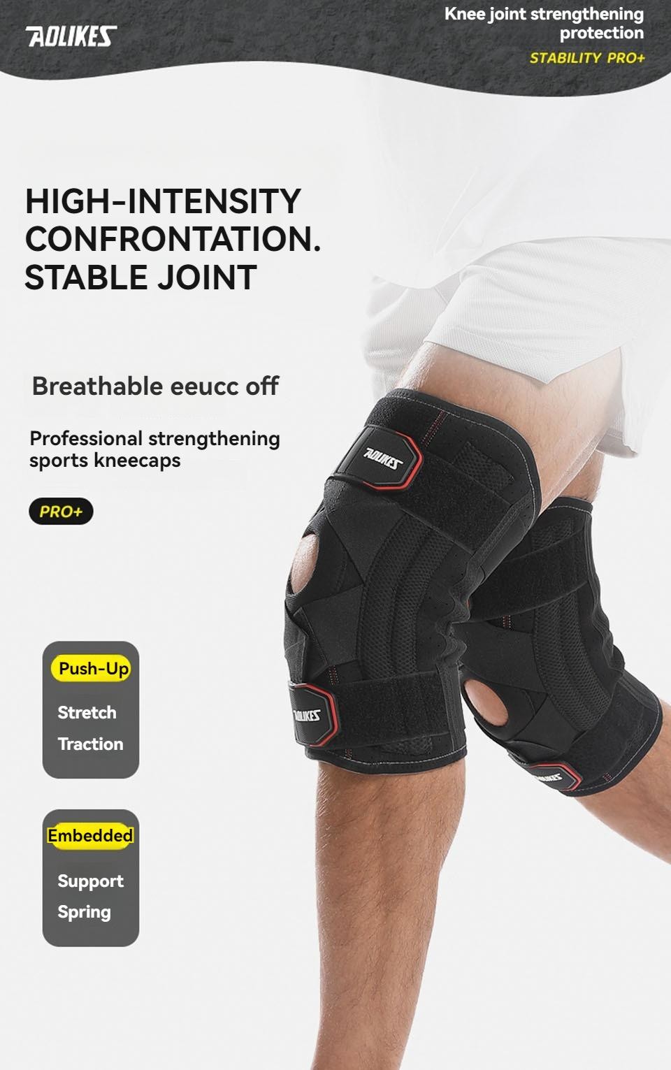 Aolikes 1pcs Knee Brace Knee Support Non Slip Shock Absorption Compression Knee