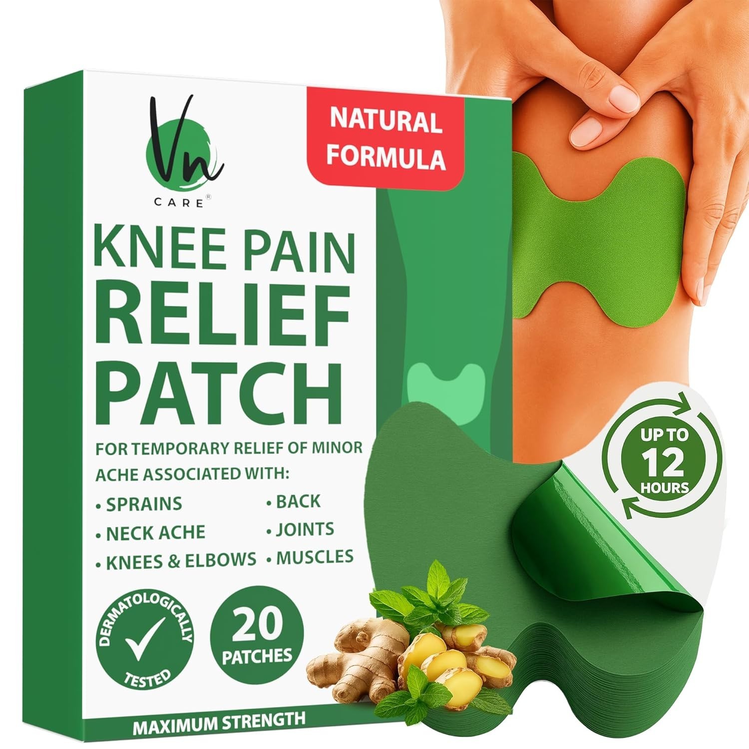 Herbal Pain Relief Patches – 20 Knee Pain Patches (Specially Designed for Knee