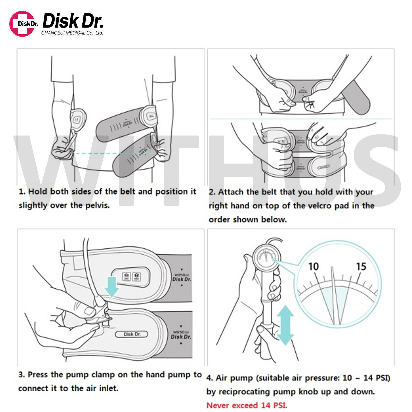Disk Dr. WG50 G2 Lumbar Waist Air Decompression Traction Inflatable Belt Brace
