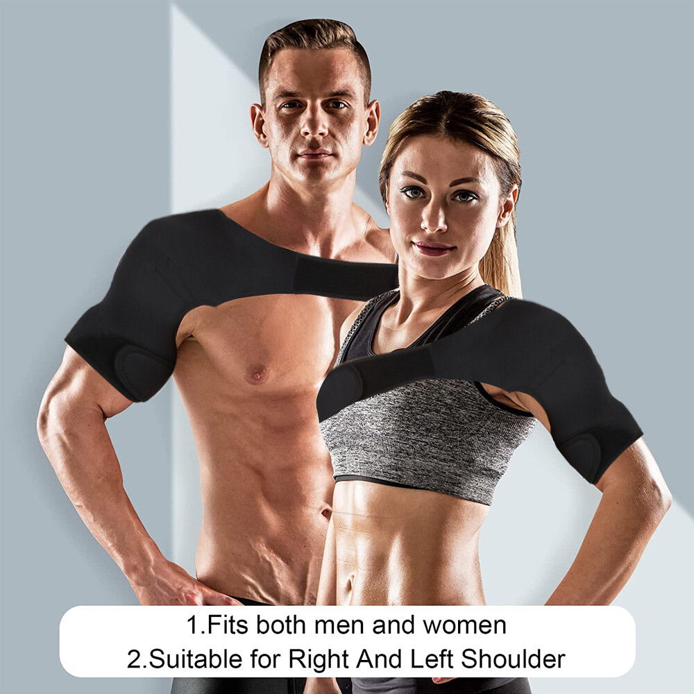 Shoulder Brace Rotator Cuff Support Relief Pain Adjustable Belt Black Left Right