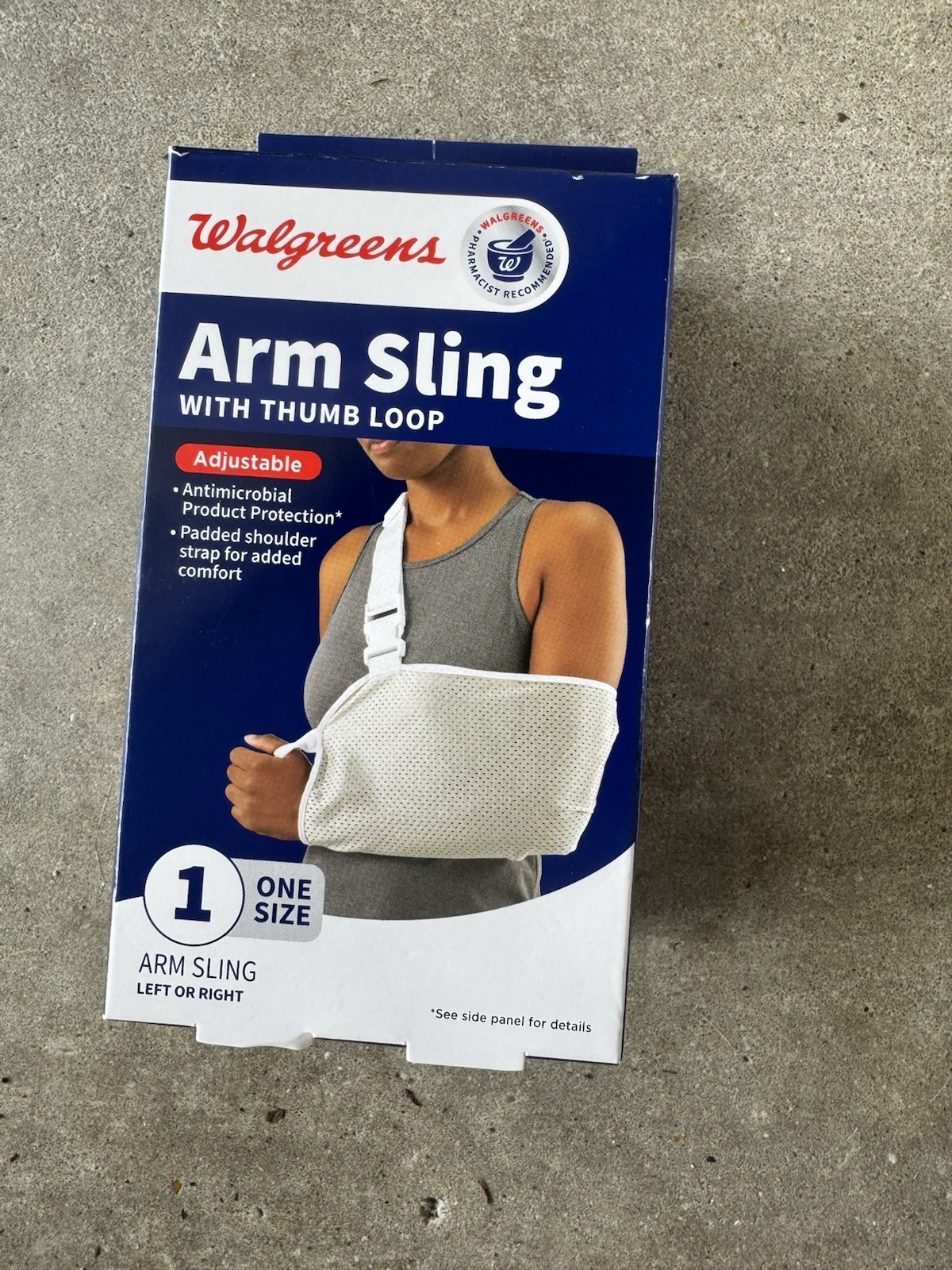 Arm Sling with Thumb Loop, Padded Shoulder Support, One Size, Adjustable,