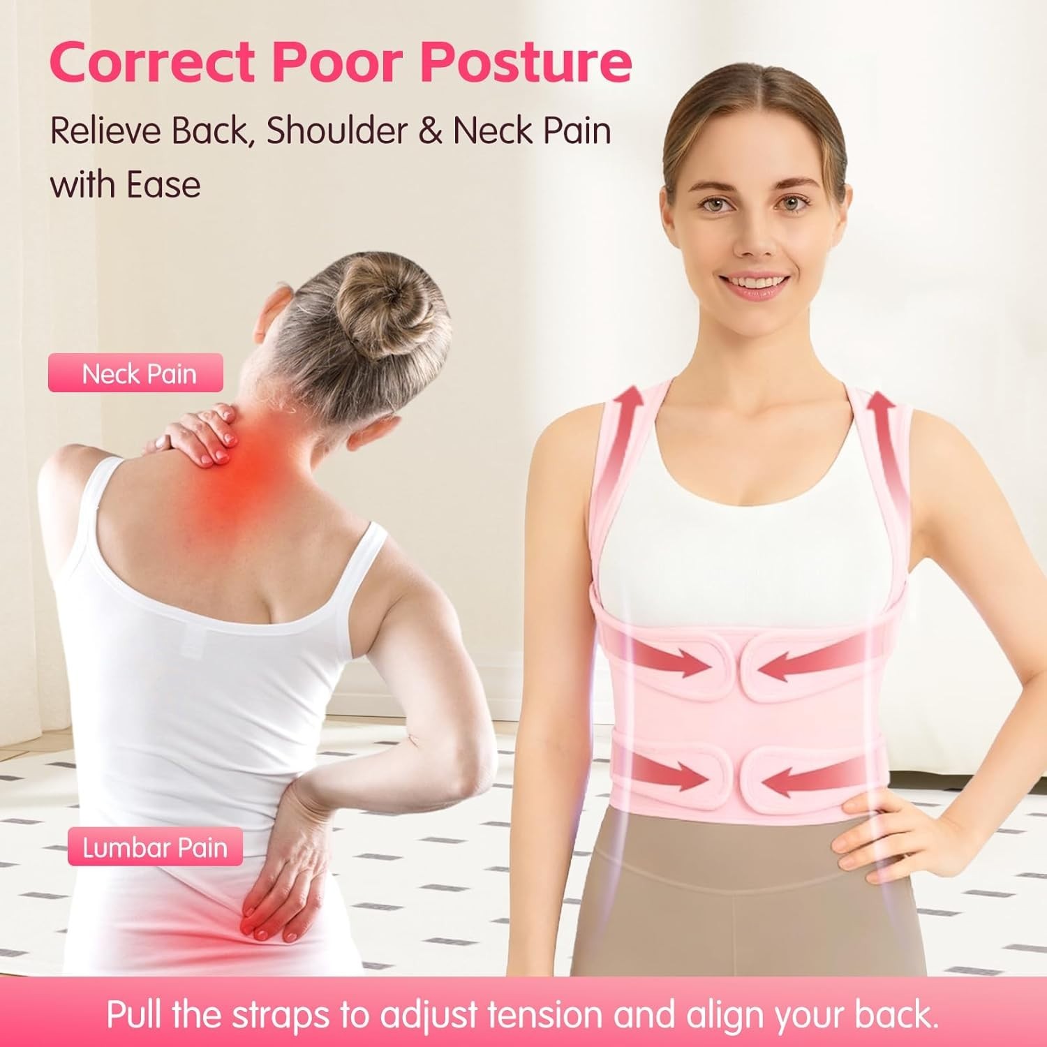 Lumbar Support Adjustable Back Brace – Perfect for Posture & Back Pain Relief