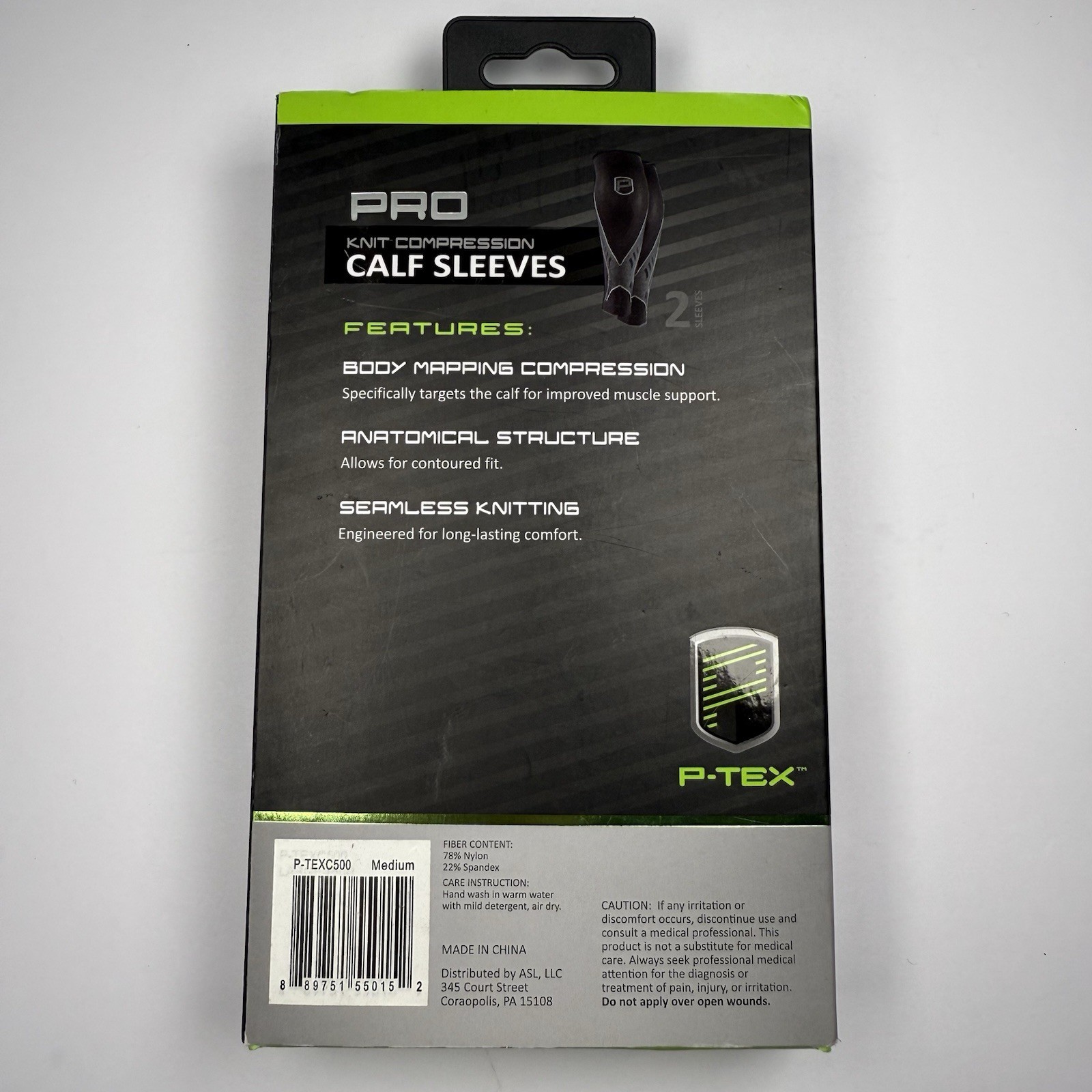 P-Tex Calf Sleeves Pro Knit Compression Black Pair Size S – M – XL New In Box