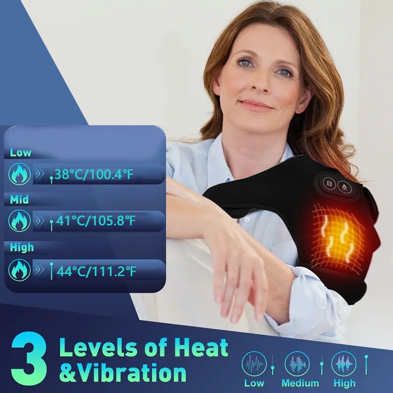 Electric Heated Vibration Knee Joint Brace Therapy Shoulder Massager Pain Relief