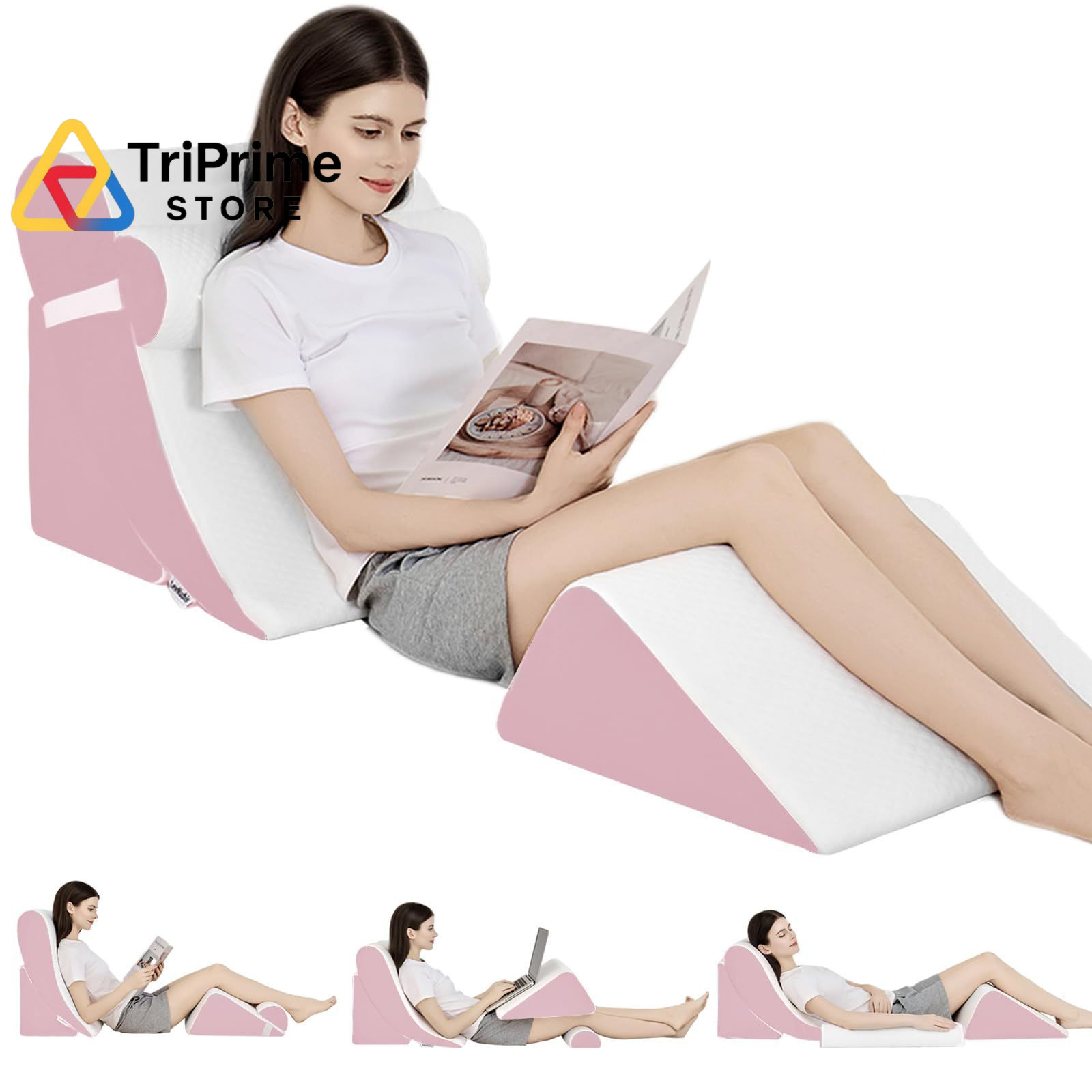 LevNubis 4PCS Orthopedic Bed Wedge Pillow Set for Post 4PCS-22”, Pink