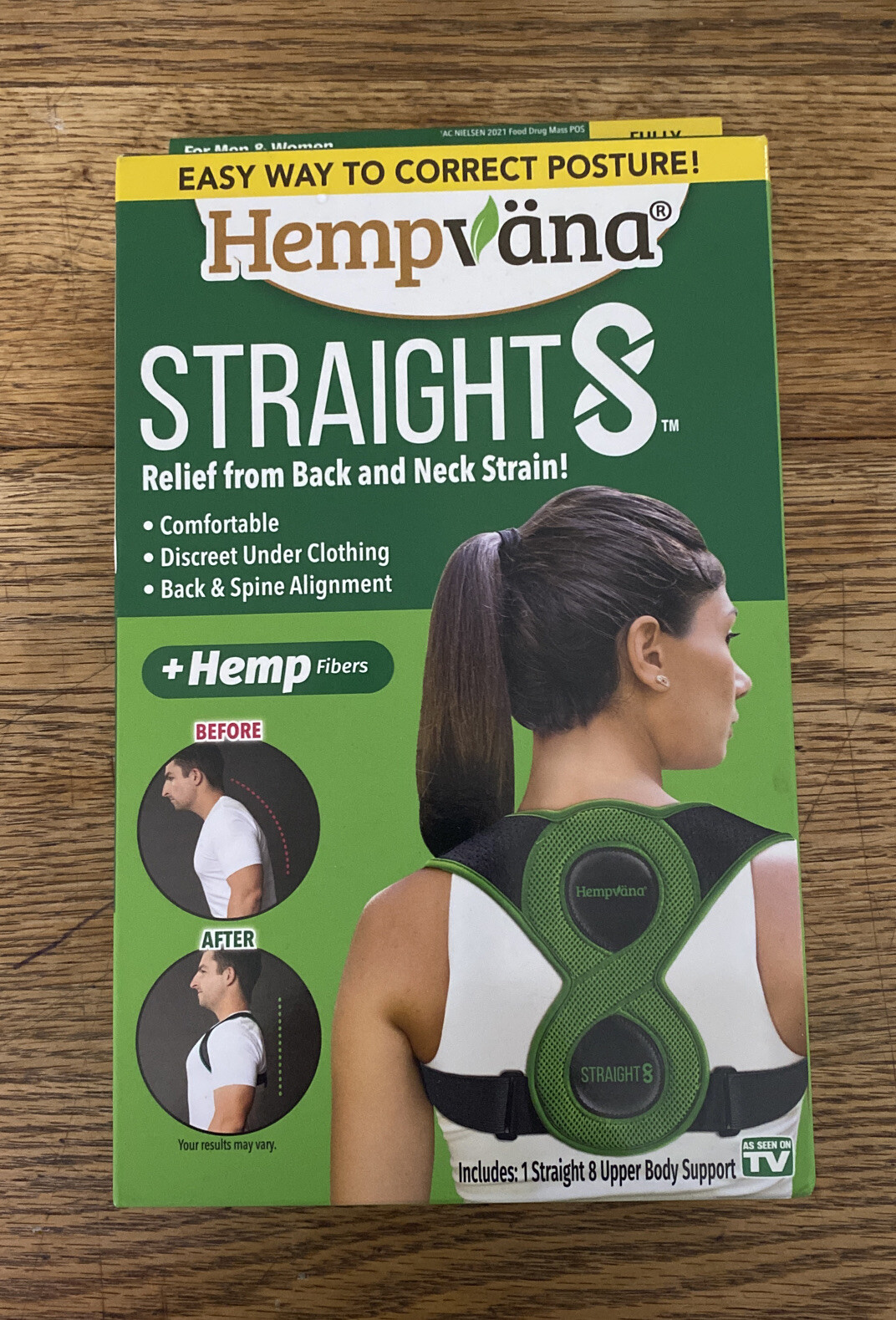 Hempvana Straight8 Fully Adjustable Lightweight Posture Corrector . Damaged Box.