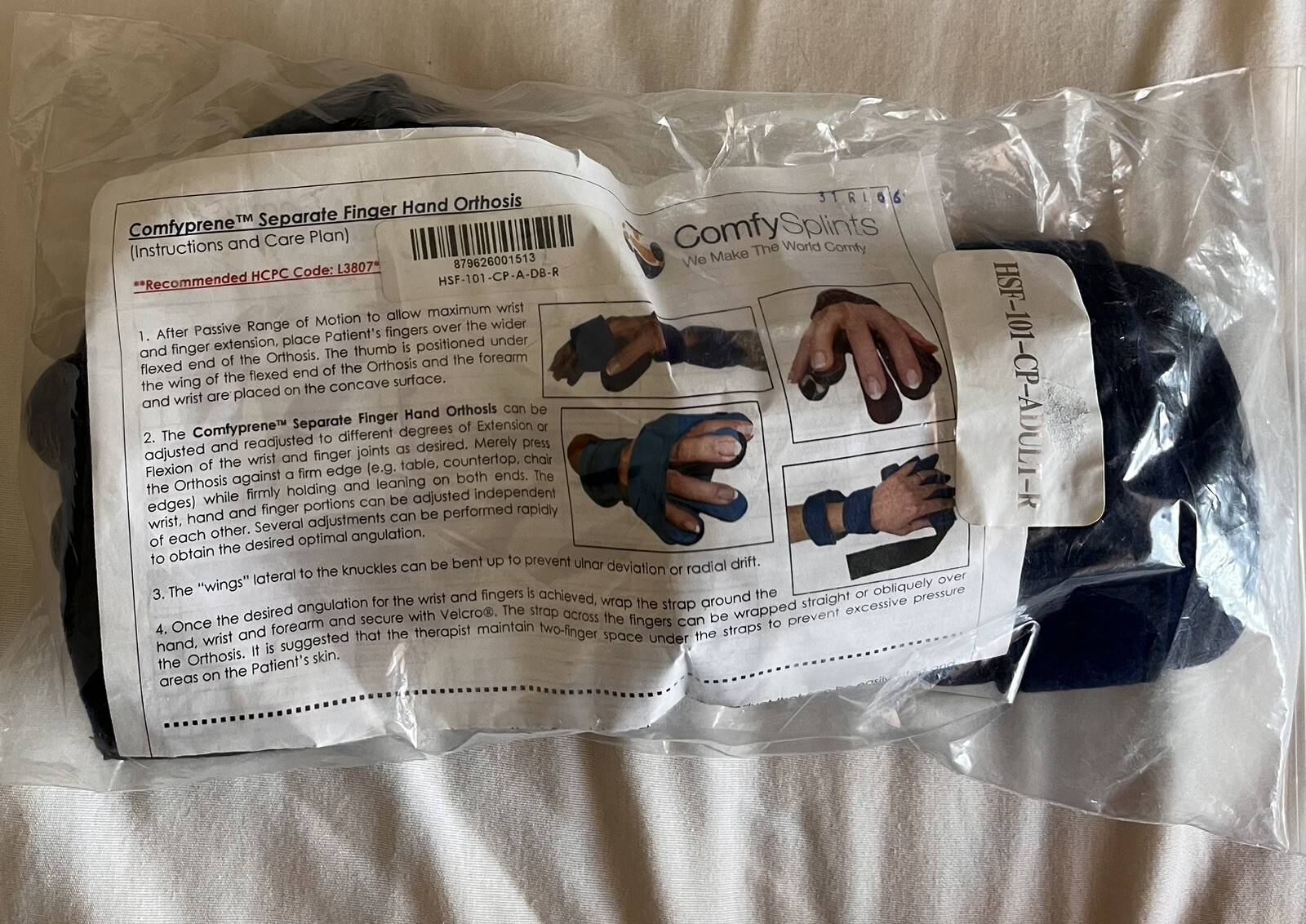 NEW Comfy Splints Separate Finger Hand Orthosis Brace ADULT-R