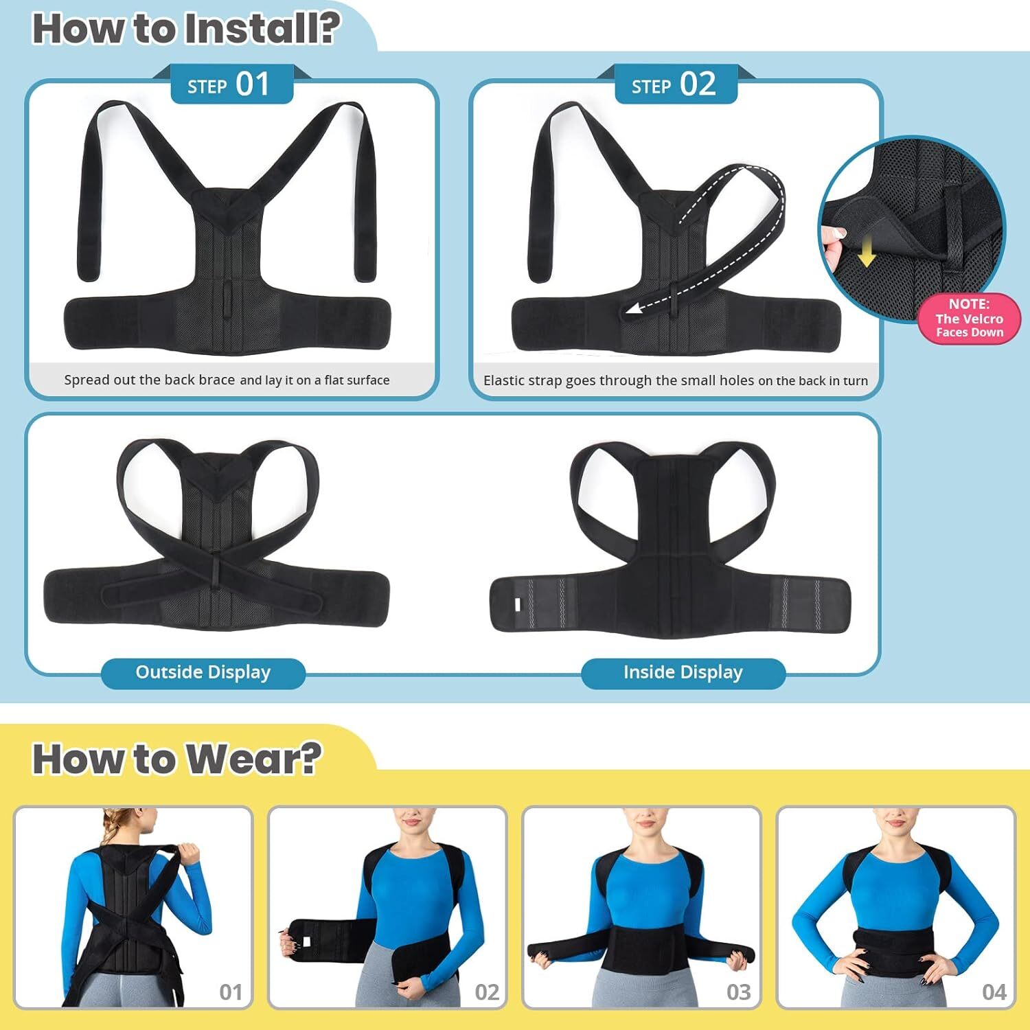 Men Women Posture Corrector for Hunched Back Kyphosis, Compression Fracture Belt