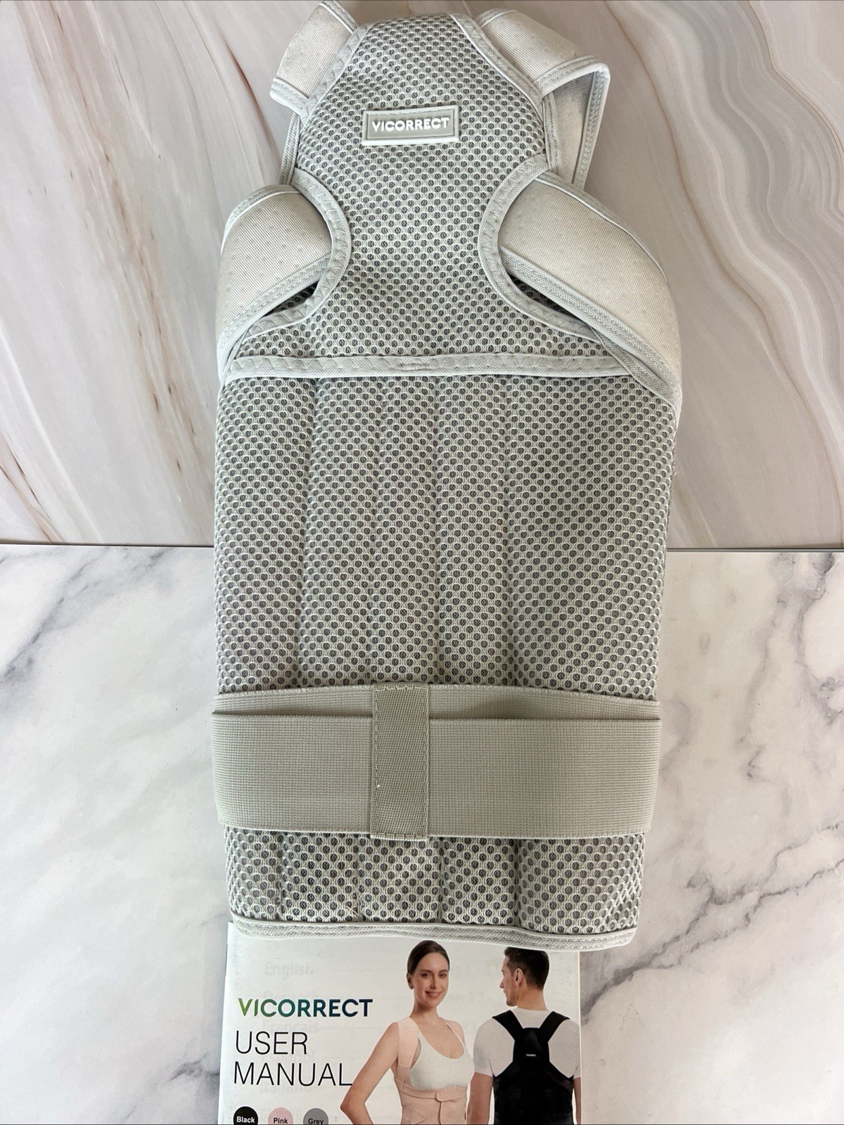 Vicorrect Adjustable Upper Back Brace Posture Corrector L Gray Very Good Support