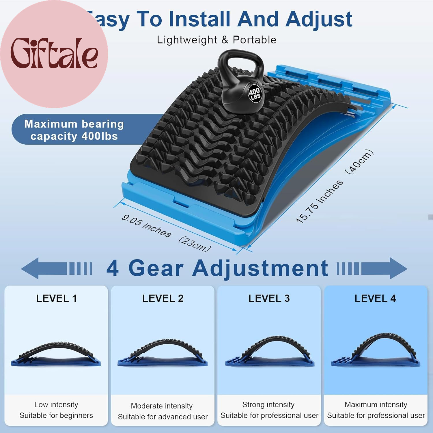 Back Stretcher for Lower Back Pain Relief, Multiple Level Adjustable Arch Lumbar