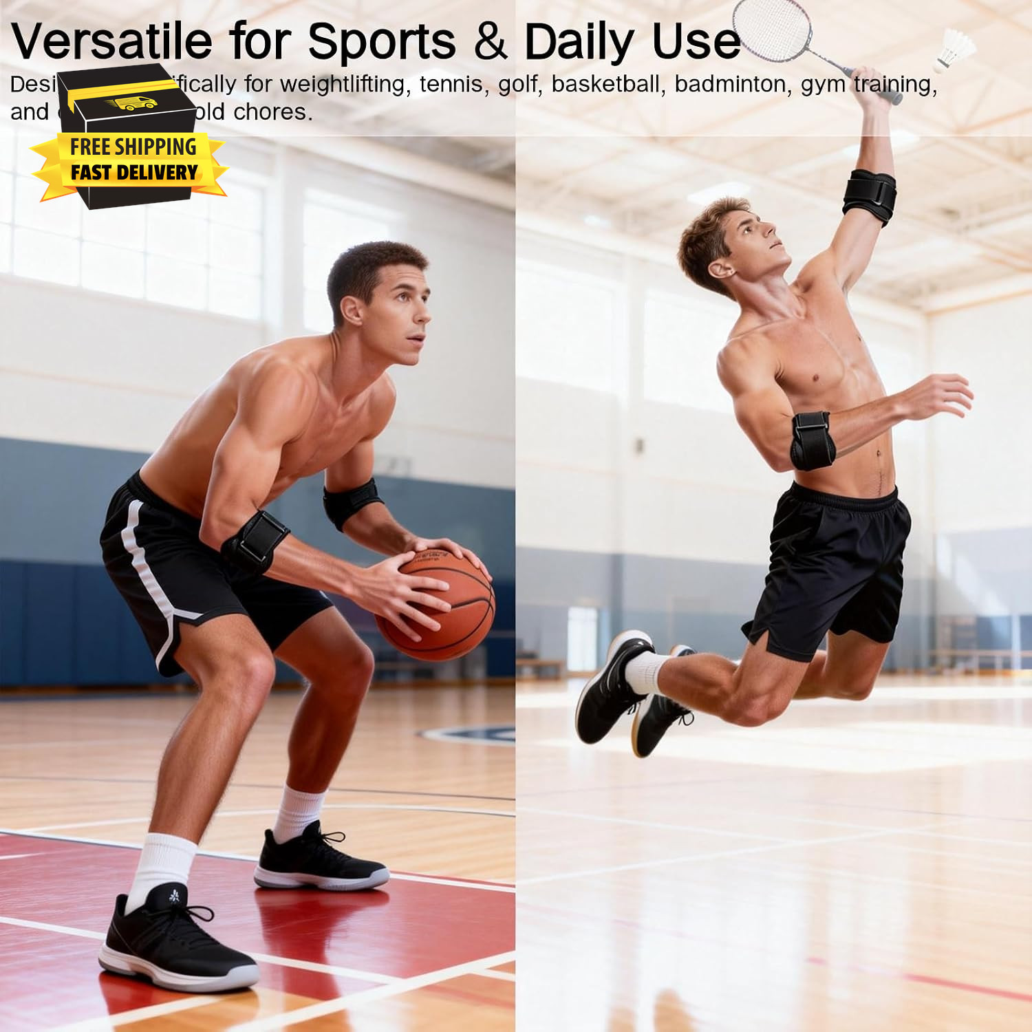 Double Wrap Elbow Brace for Men and Women, Elbow Support Arm Strap for Tendoniti