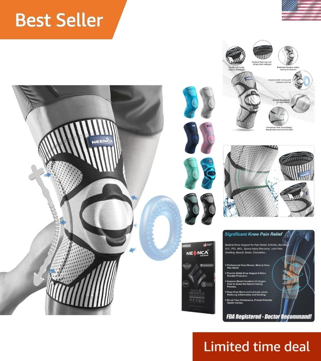 Medical Compression Knee Sleeve with Stabilizers & Patella Support – Black-Gray