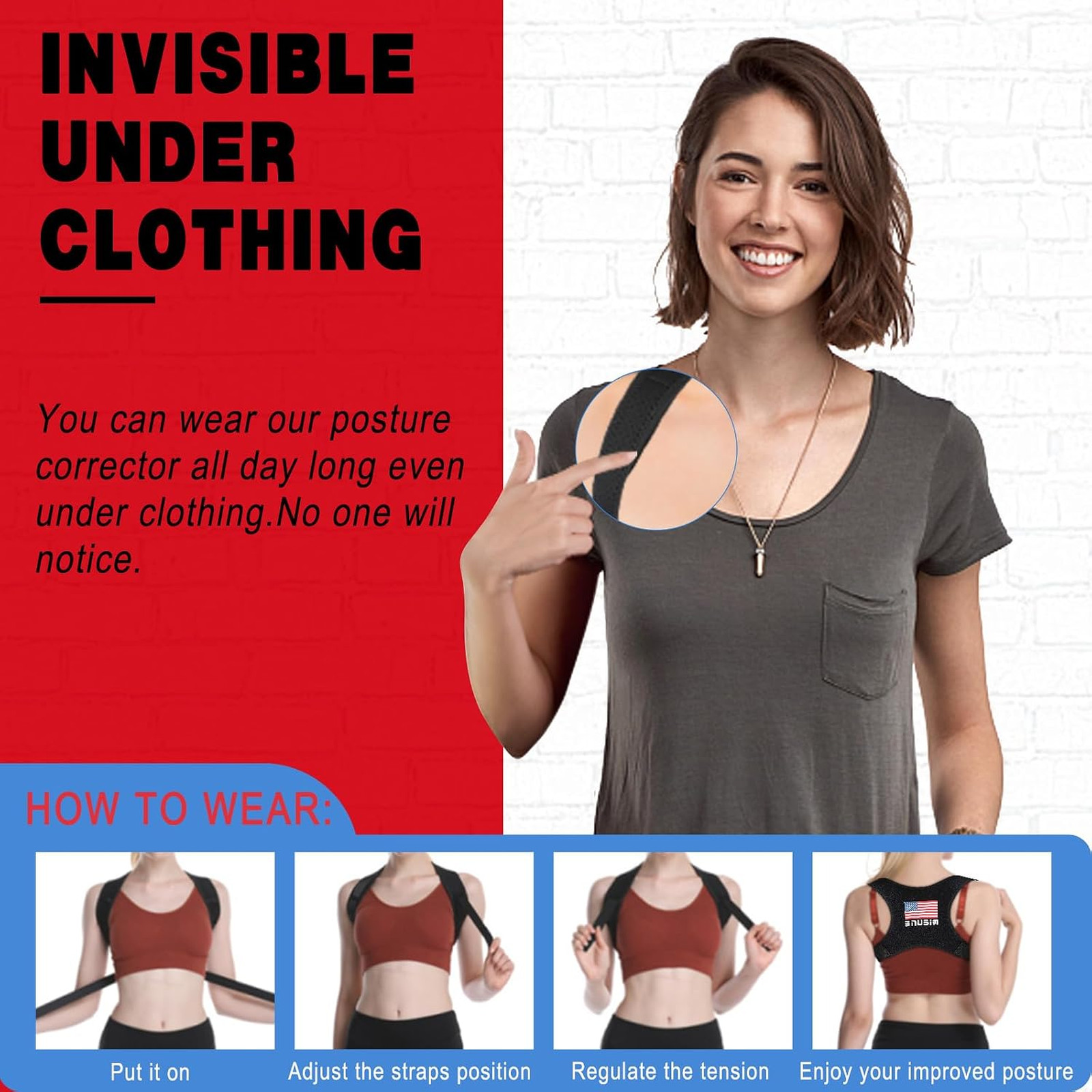 Posture Corrector Upper Back Brace Neck Shoulder Support Pain Relief Belt for