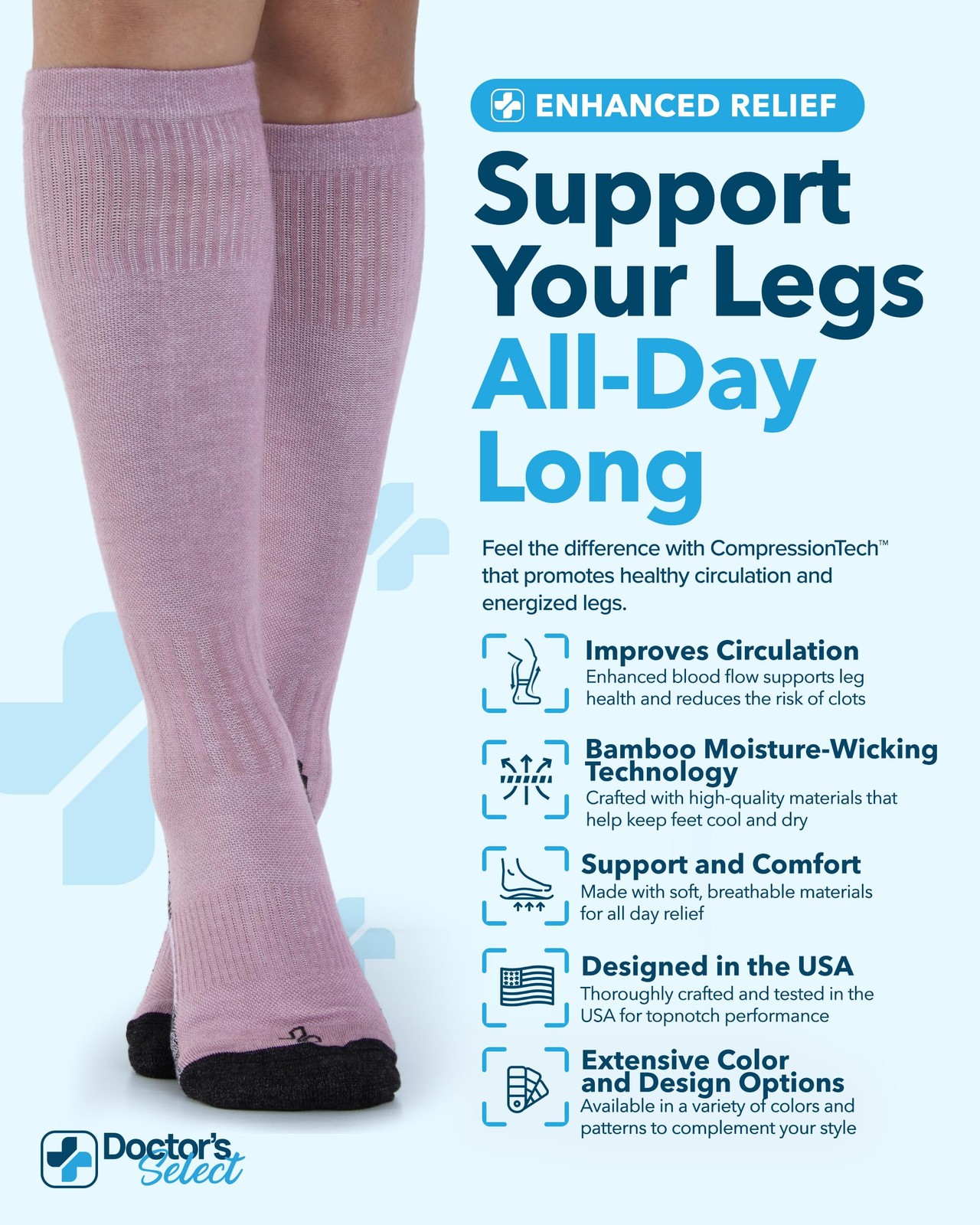 Bamboo Viscose Compression Socks for Women Men 3 Pairs Knee High Graduated